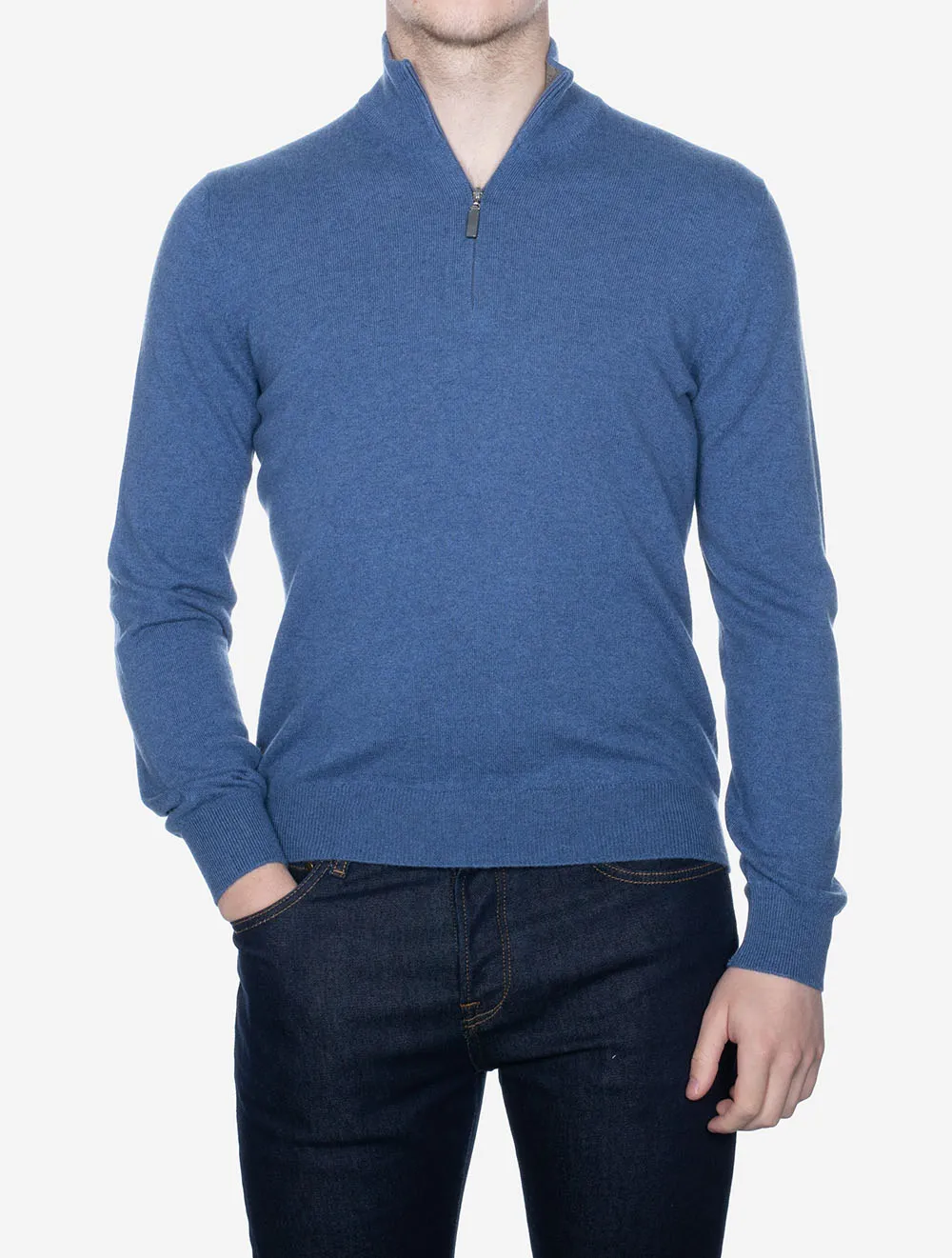 Cashmere Half Zip Blue