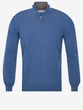 Cashmere Half Zip Blue