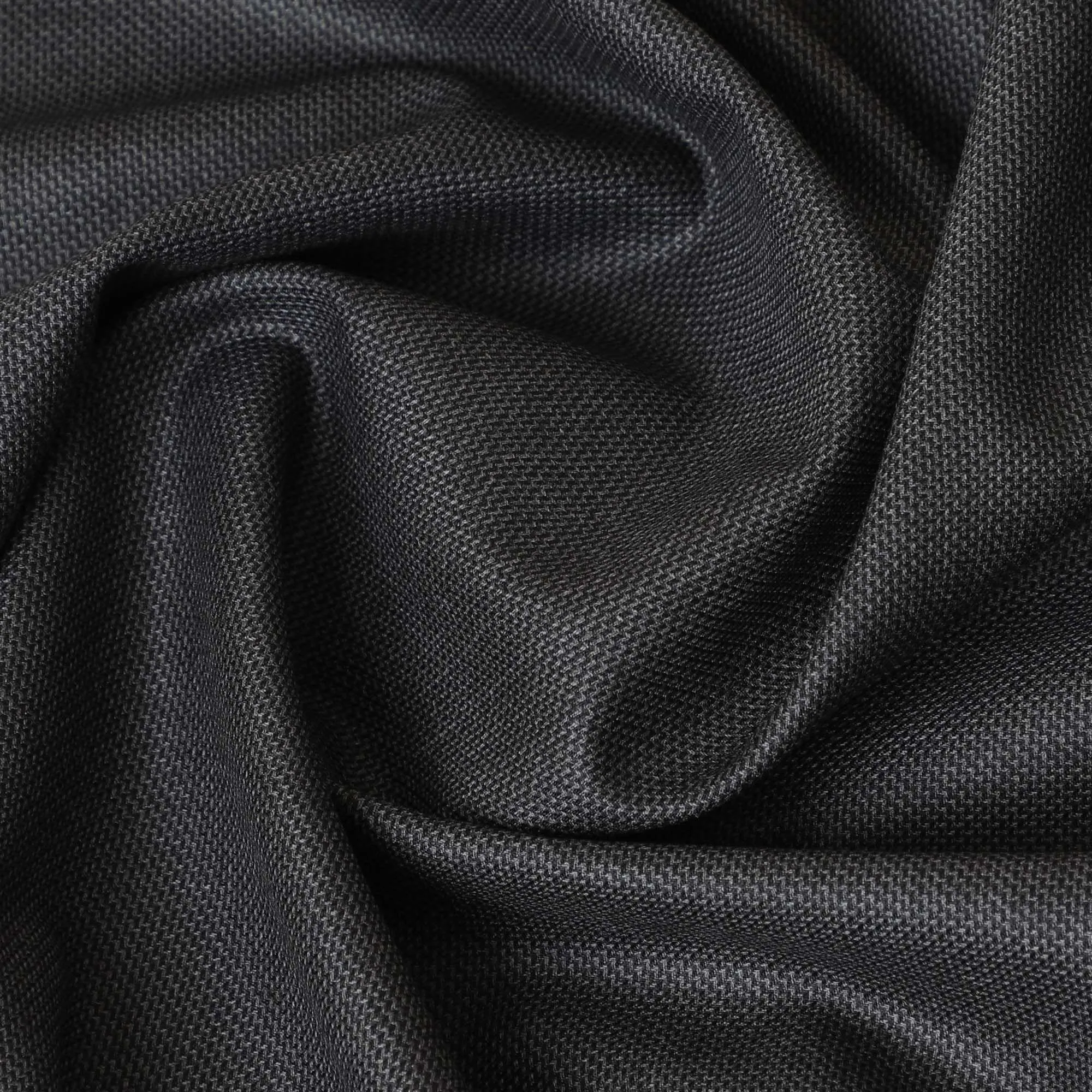 Charcoal grey super 120's English all wool suiting fabric in self design-D7265