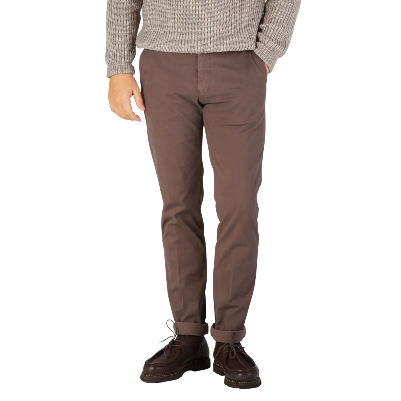 Chocolate Brown Cotton Stretch Chinos