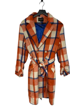 Coat Trench Coat By Cmc In Blue & Orange, Size: S