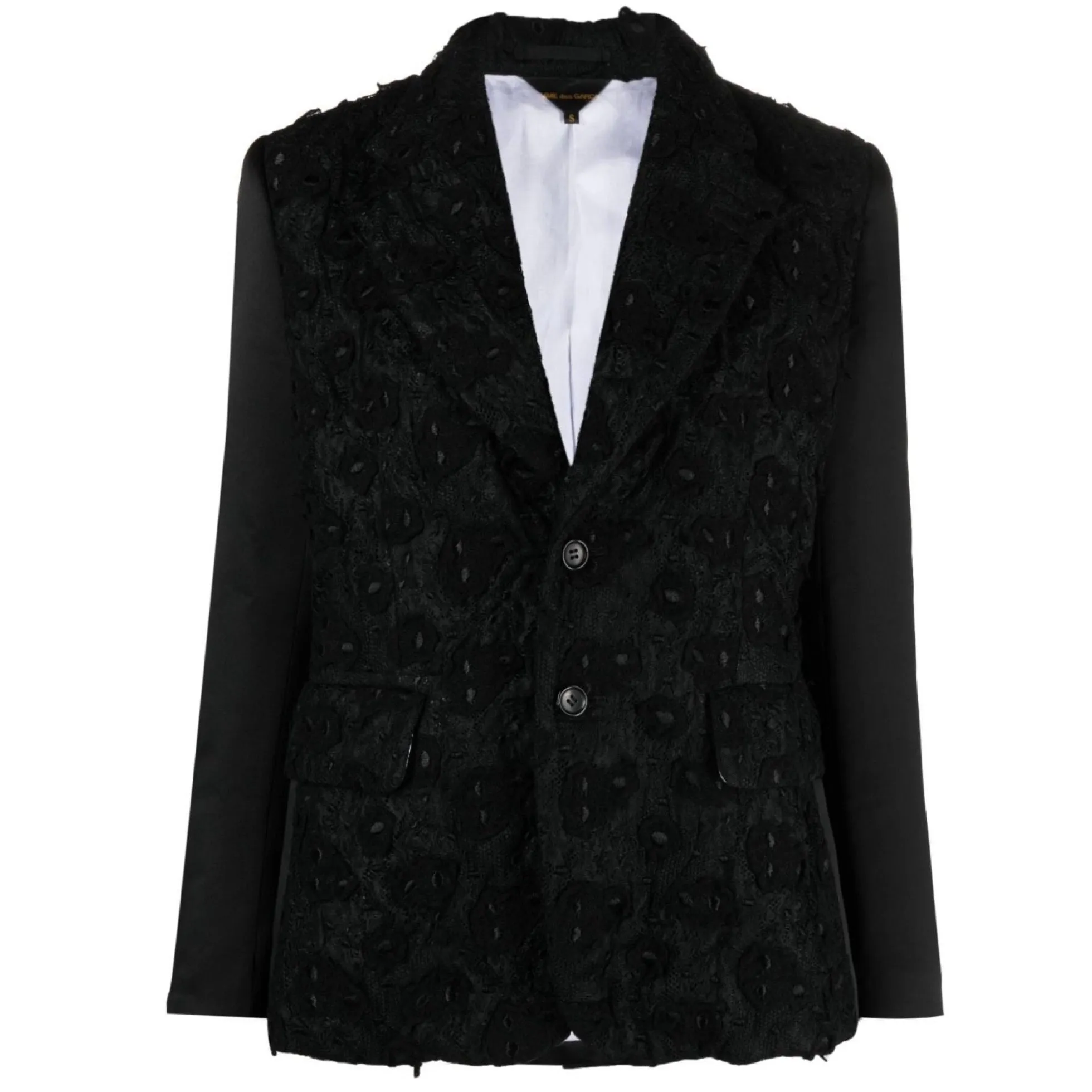 Comme des Garcons Black Embroidered Single Breasted Blazer