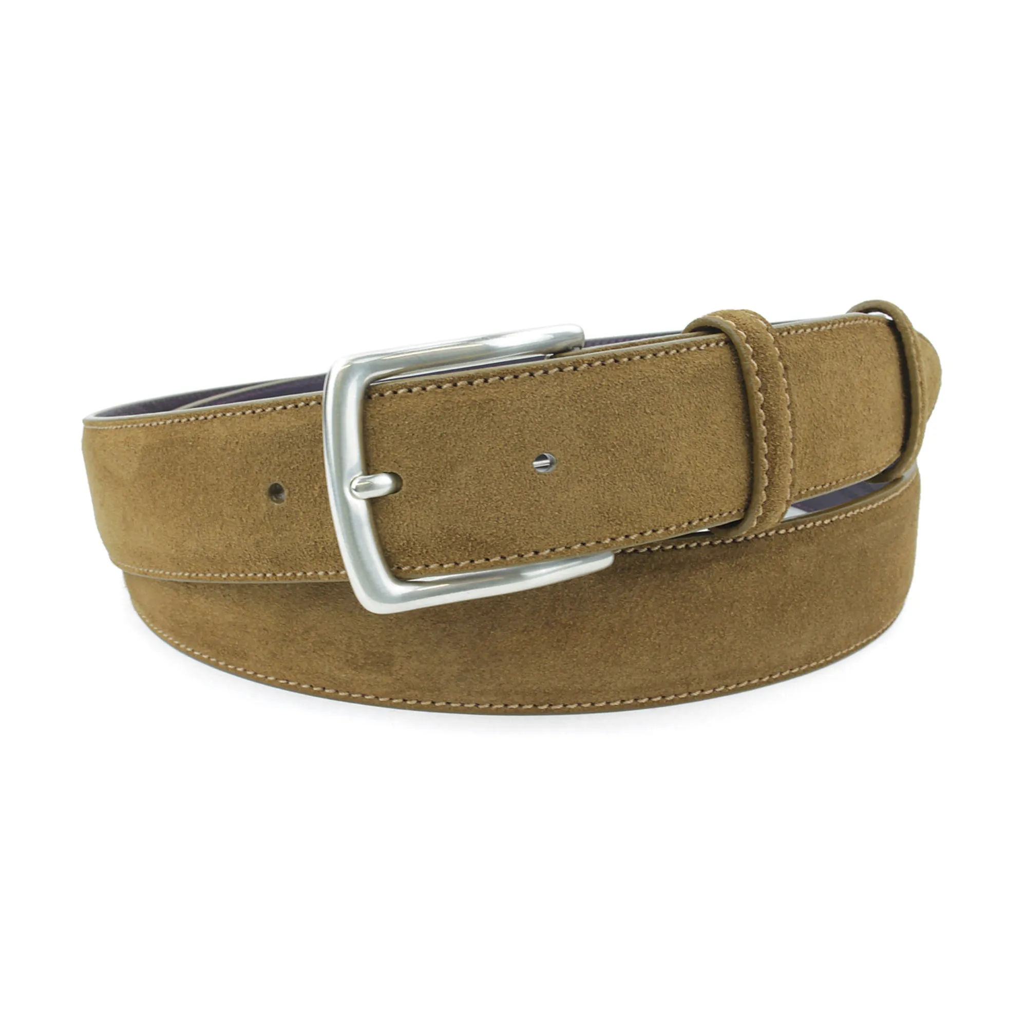 Conker Suede Kinked Prong Belt