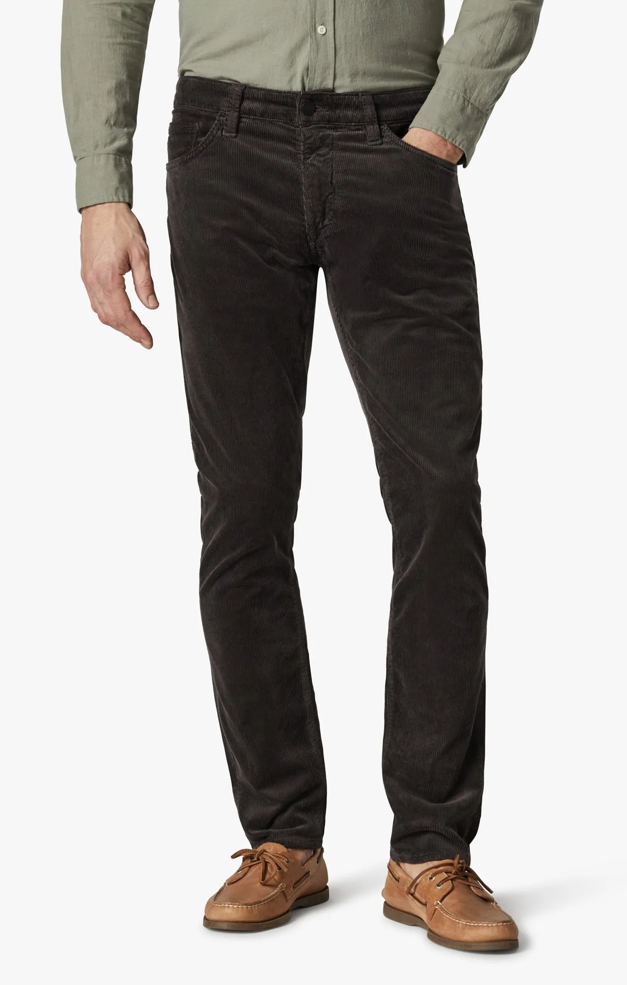 Cool Tapered Leg Pants In Dark Brown Cord