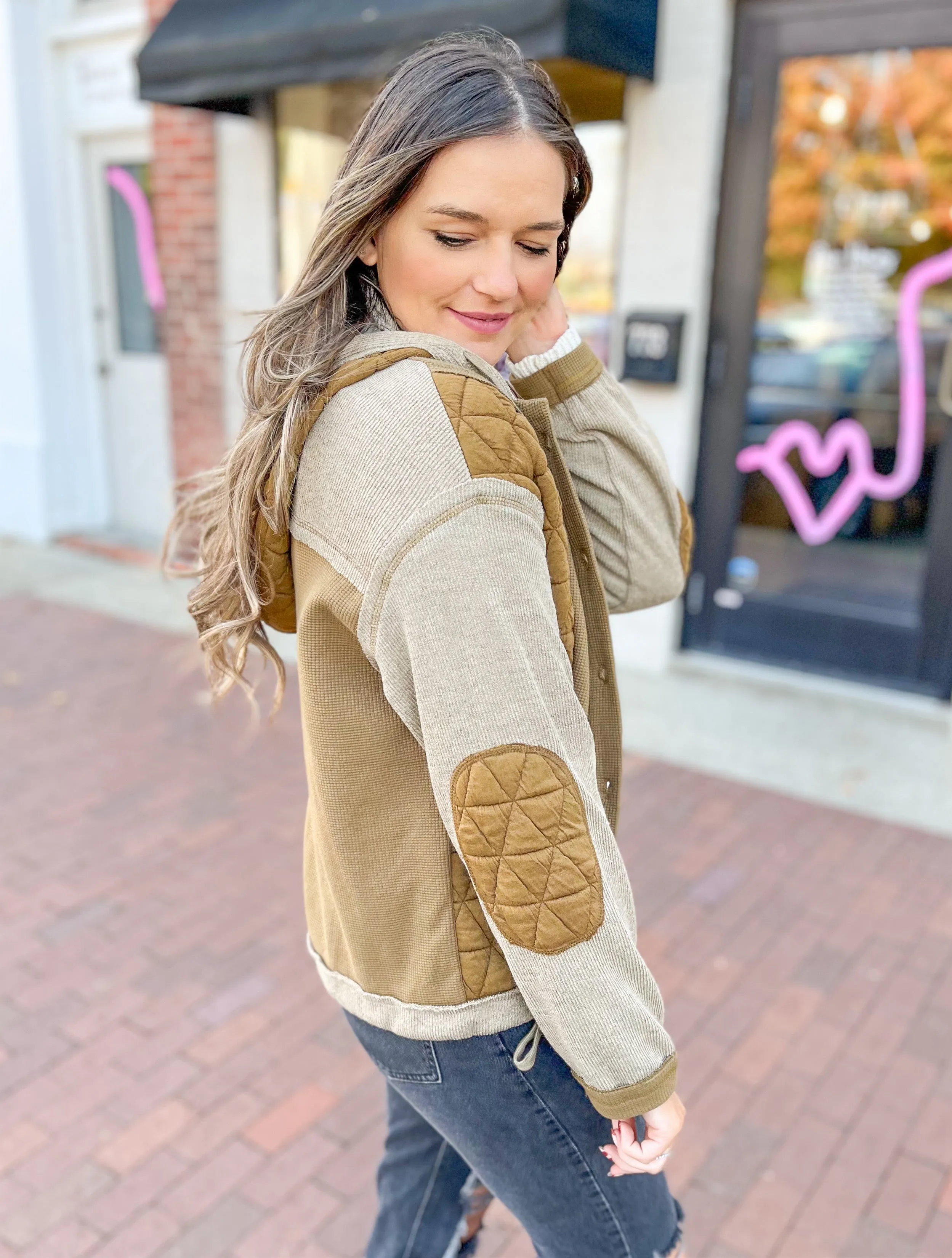 Copper Brown Textured Patchwork Jacket