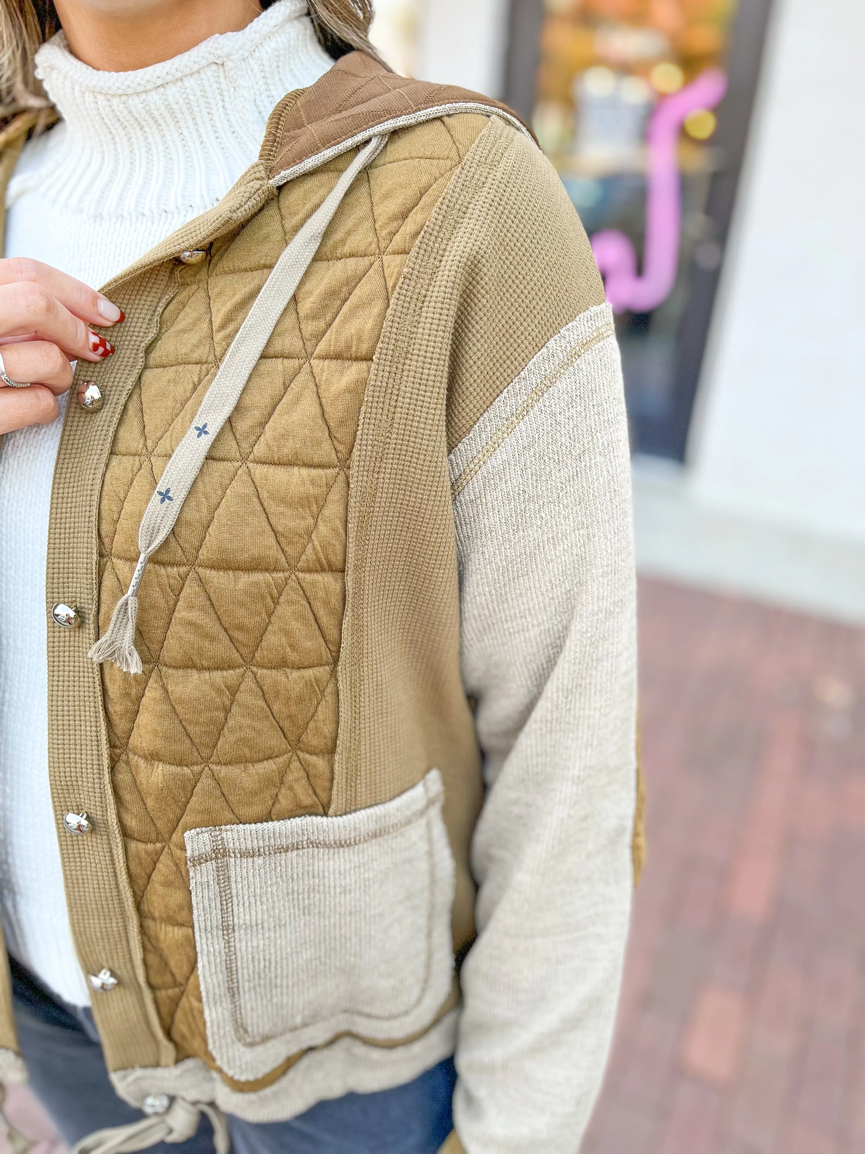 Copper Brown Textured Patchwork Jacket