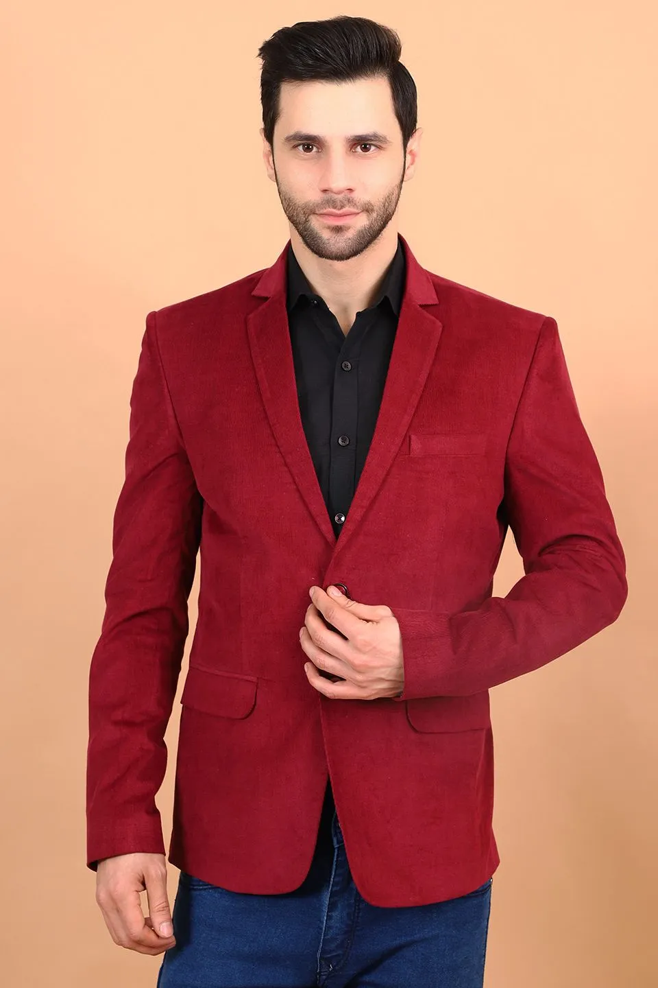 Corduroy Cotton Red Blazer