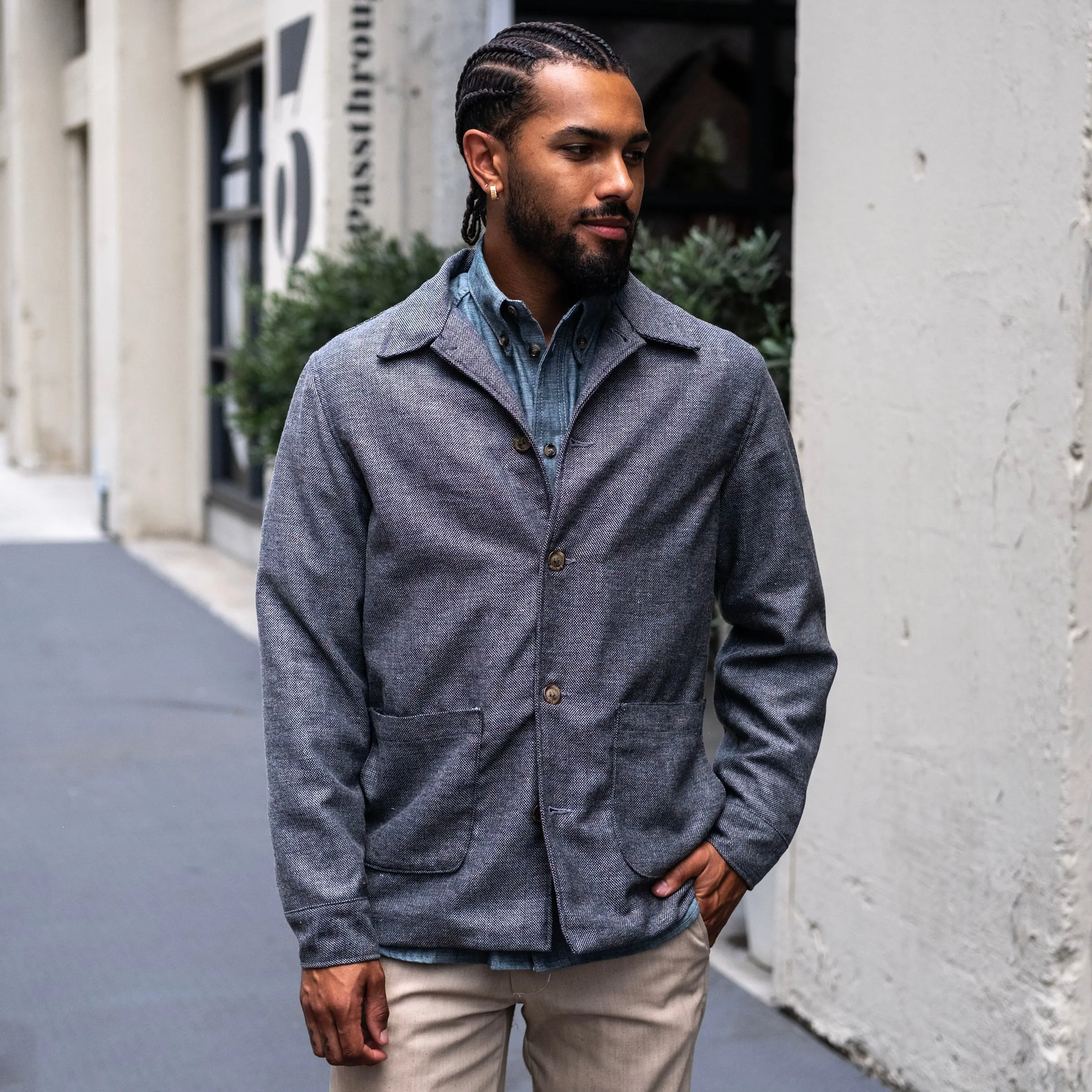 Corso Jacket in Italian Lightweight Ghost Donegal Wool