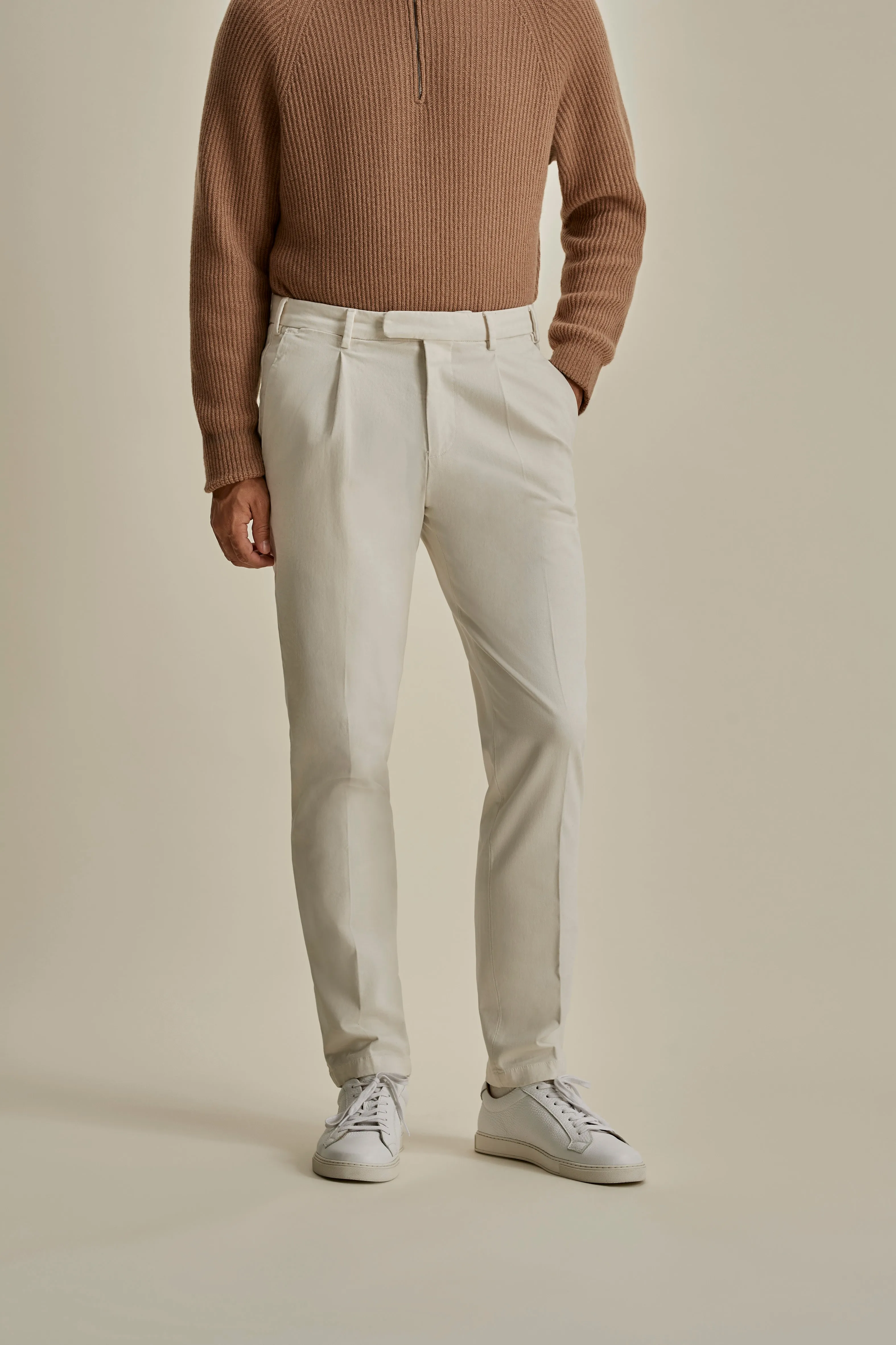 Cotton Single Pleat Chinos