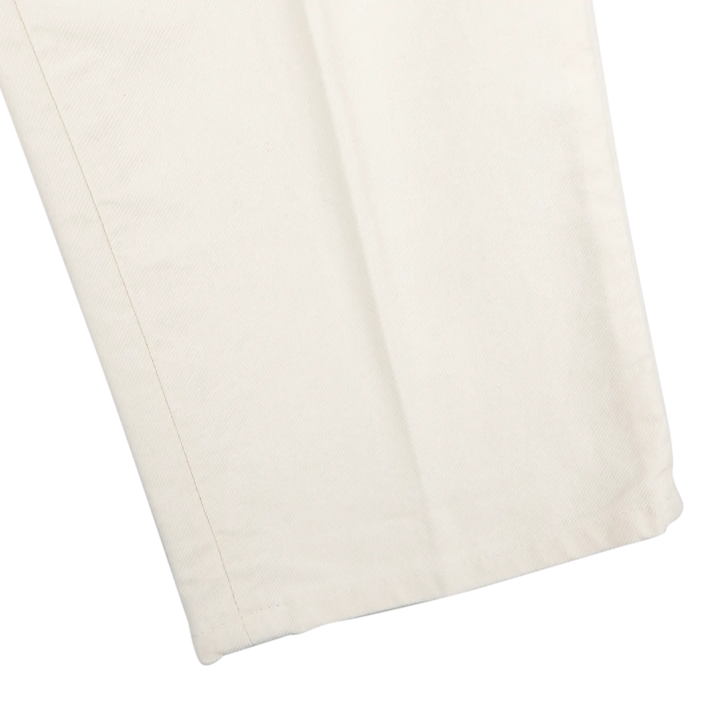 Cream White Cotton Twill Pleated Chinos