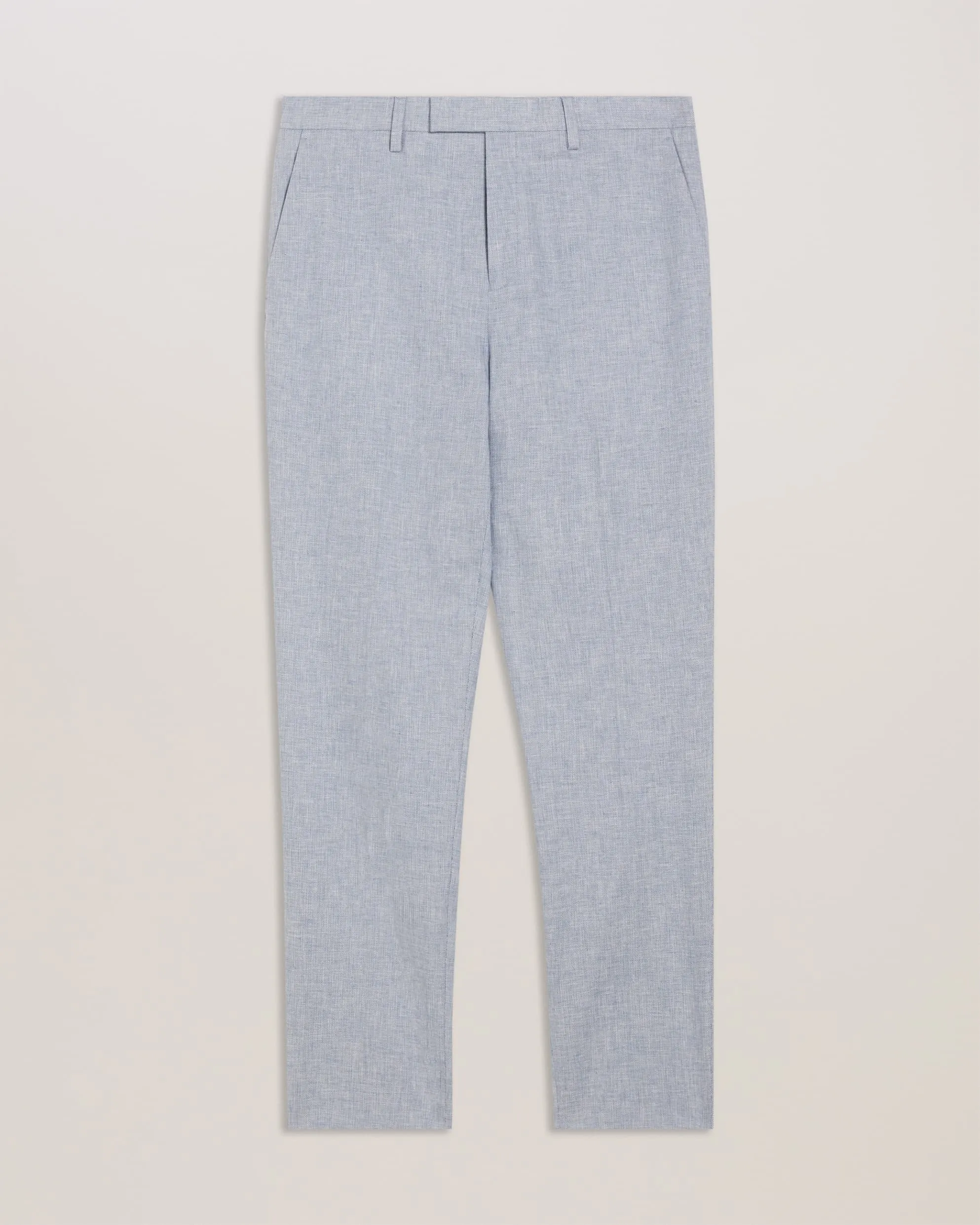 Damaskt Slim Fit Linen Tailored Trousers Lt-Blue