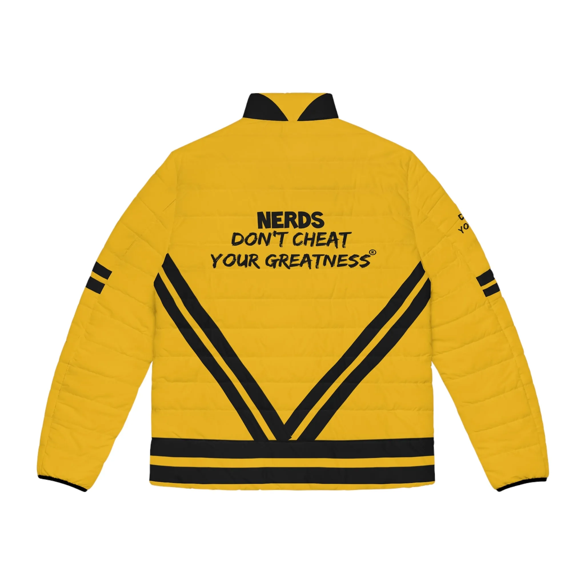 DCYG NERDS Unisex Black logo &  Light Gold Puffer Jacket (AOP)