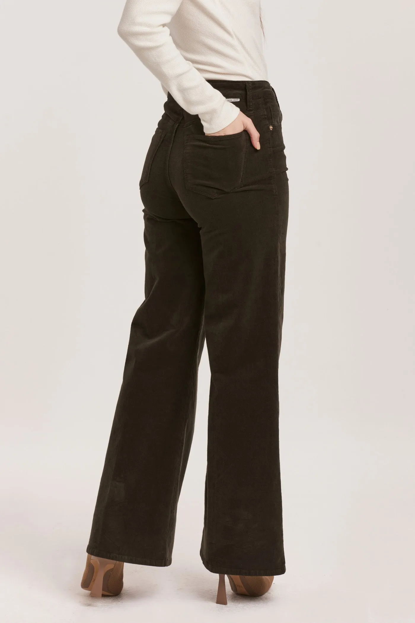 Dear John Fiona High Rise Wide Leg Jean in Forest Pine Corduroy