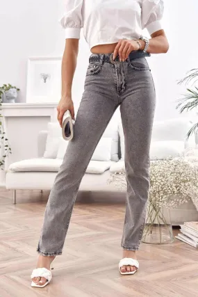 Denim jeans with a straight belt, dark gray RR2069