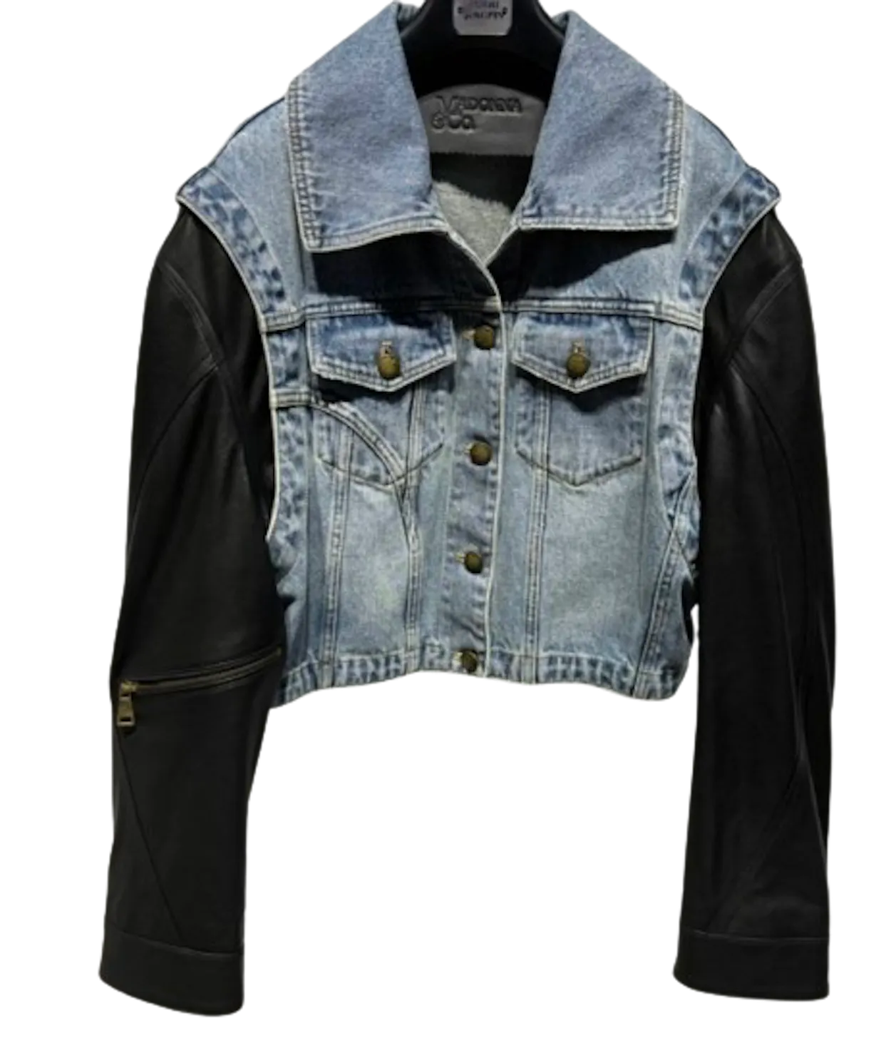 Denim-Leather Bomber-Vest