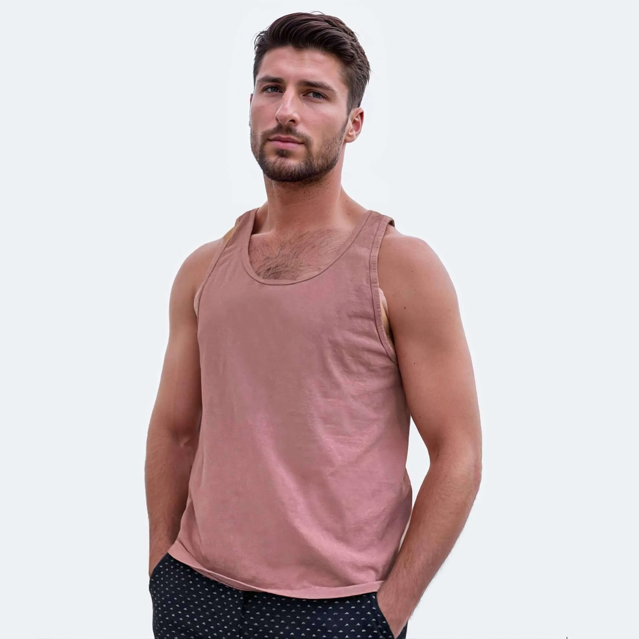 Desert Rose Pink Cotton Garment Dyed Tank Top