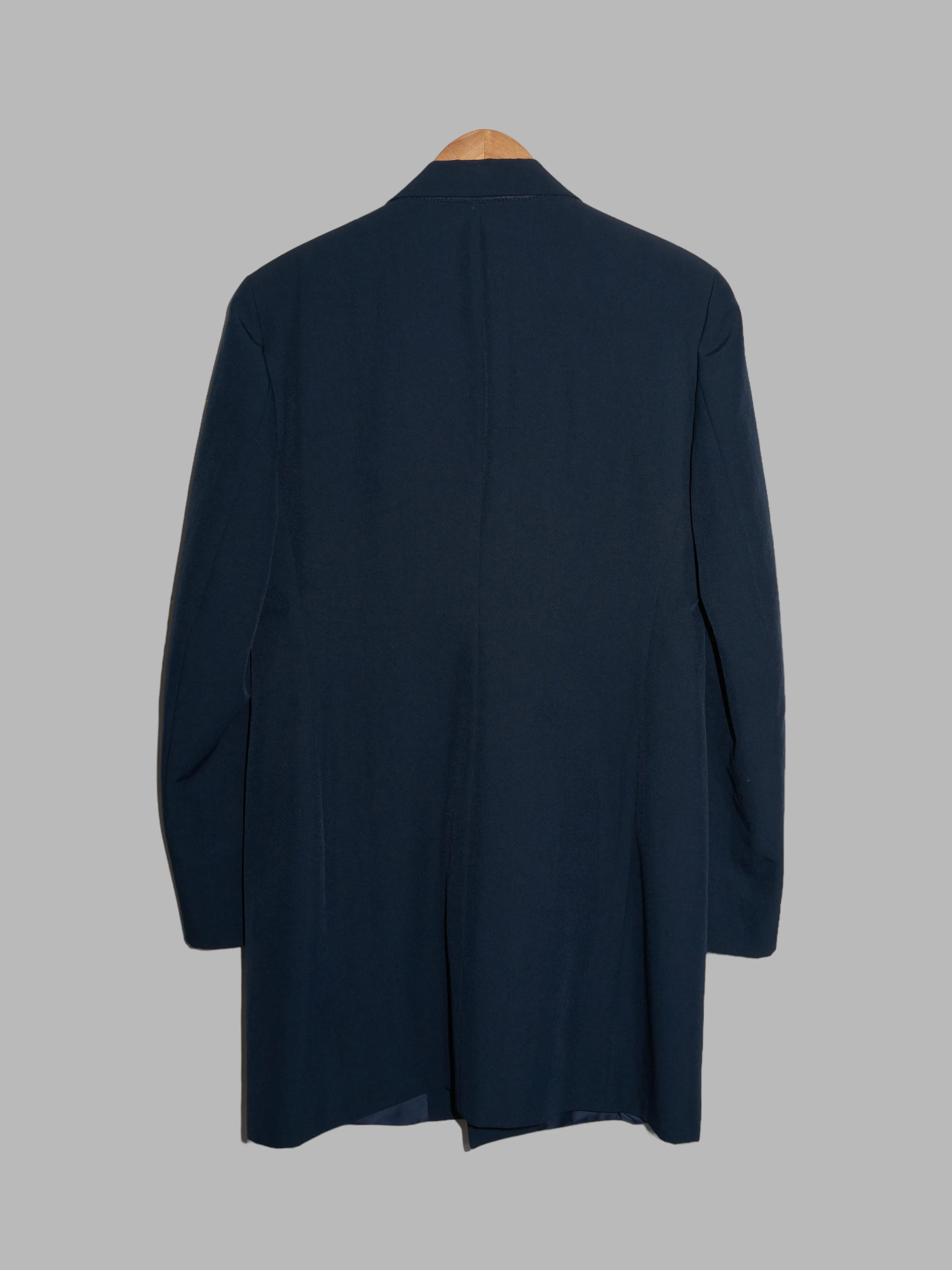 Dirk Bikkembergs 1990s petrol blue large peak lapel rubber button blazer