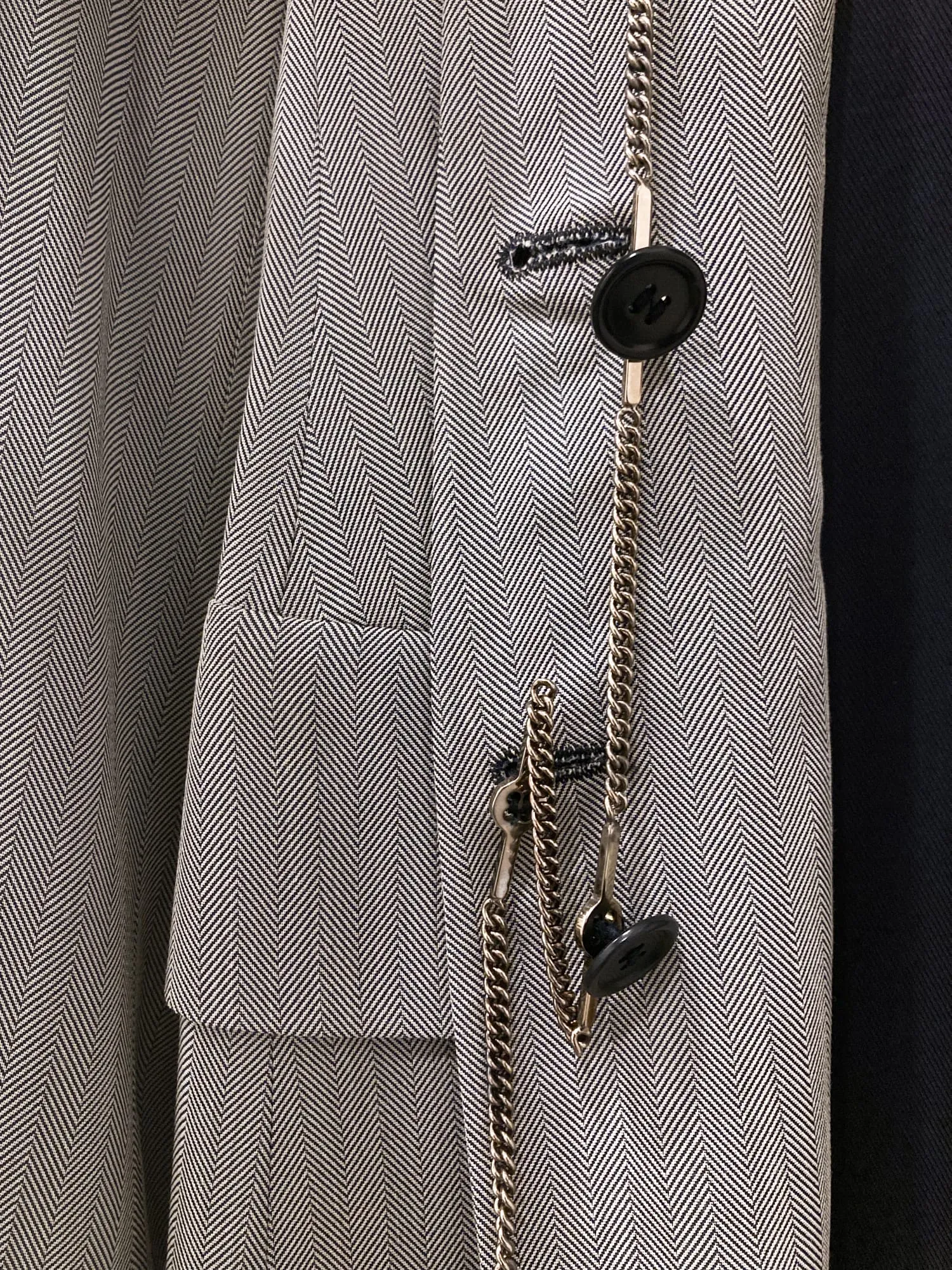 Dirk Bikkembergs spring 1995 grey herringbone detachable button chain blazer