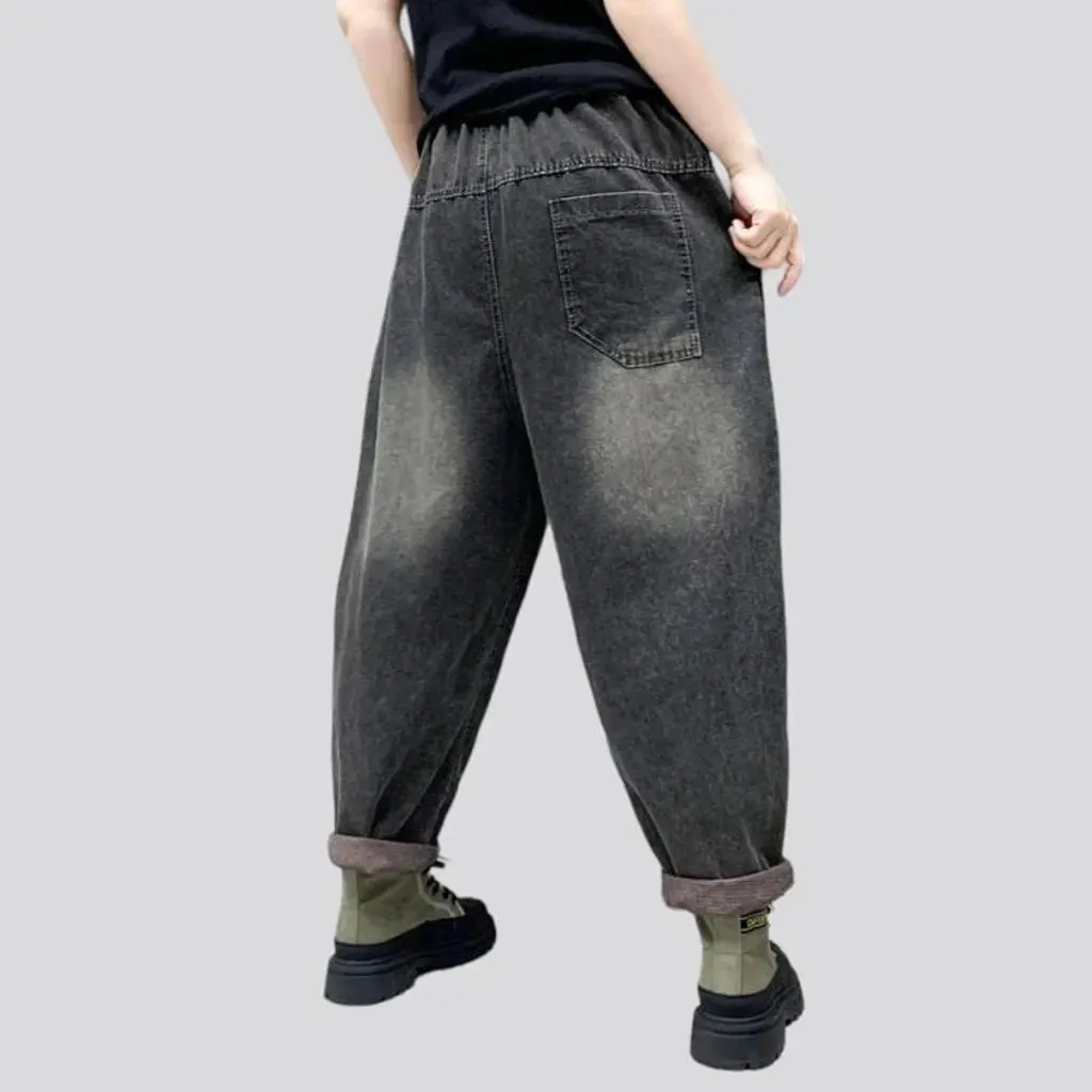 Distressed vintage denim pants for women