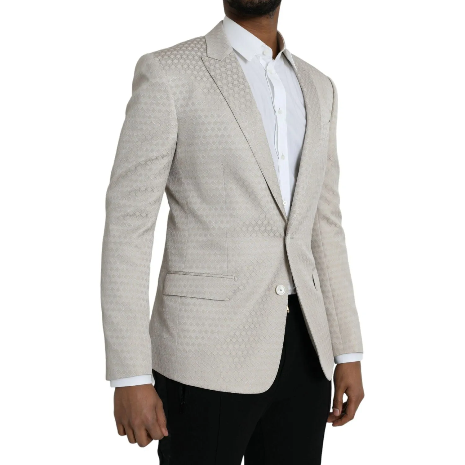 Dolce & Gabbana Beige MARTINI Single Breasted Coat Blazer