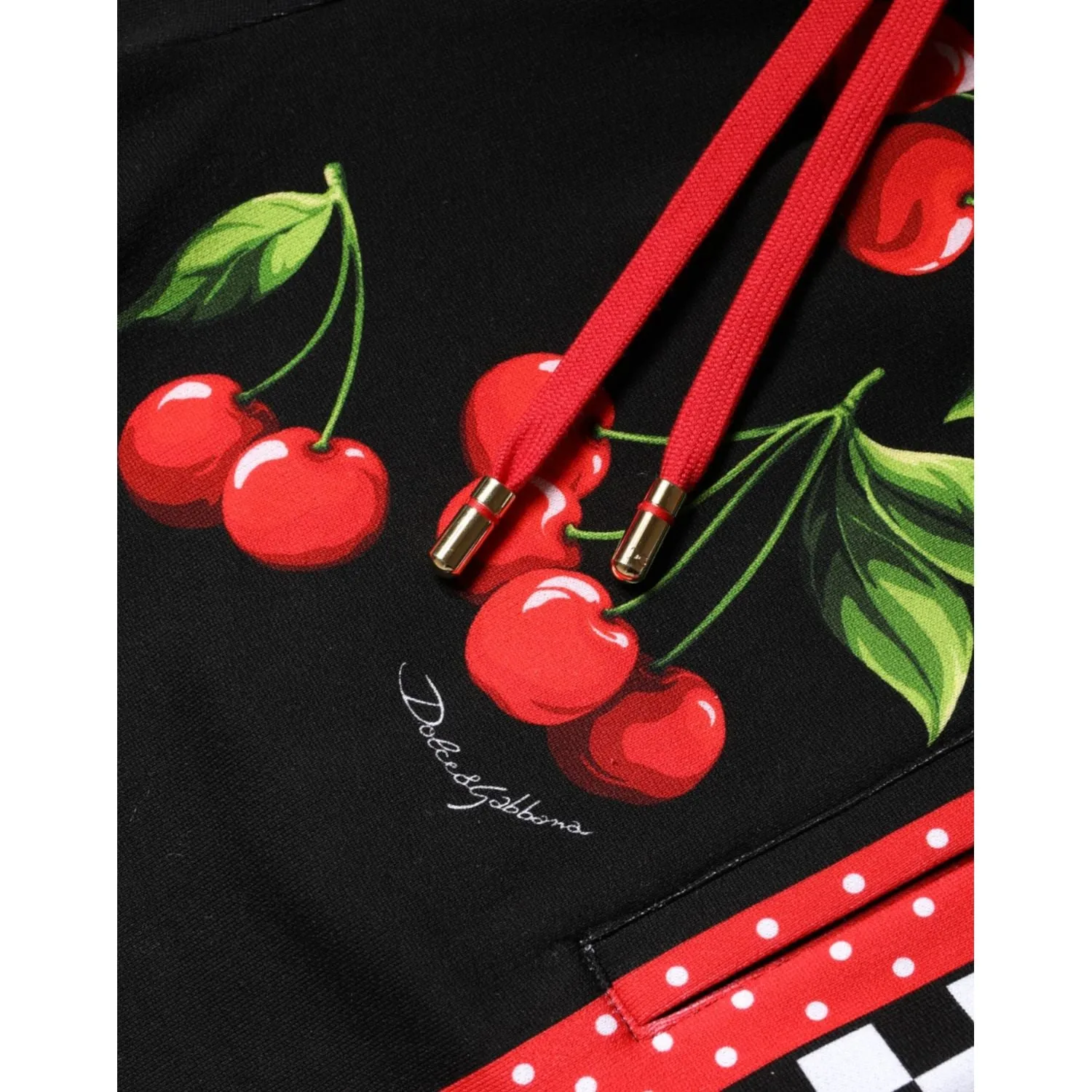 Dolce & Gabbana Black Red Cherry Mid Waist Jogger Pants