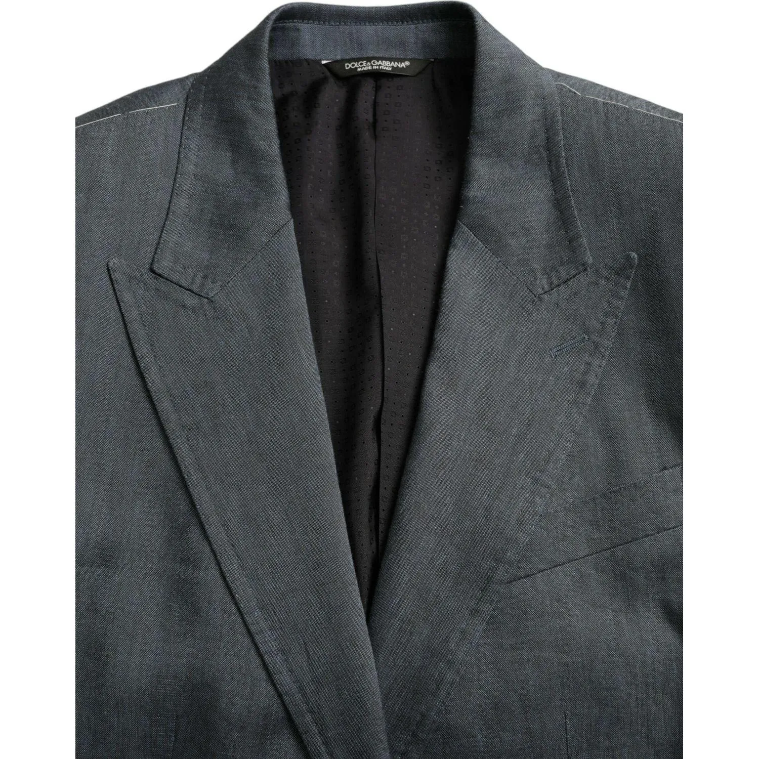 Dolce & Gabbana Blue Linen NAPOLI Single Breasted Coat Blazer