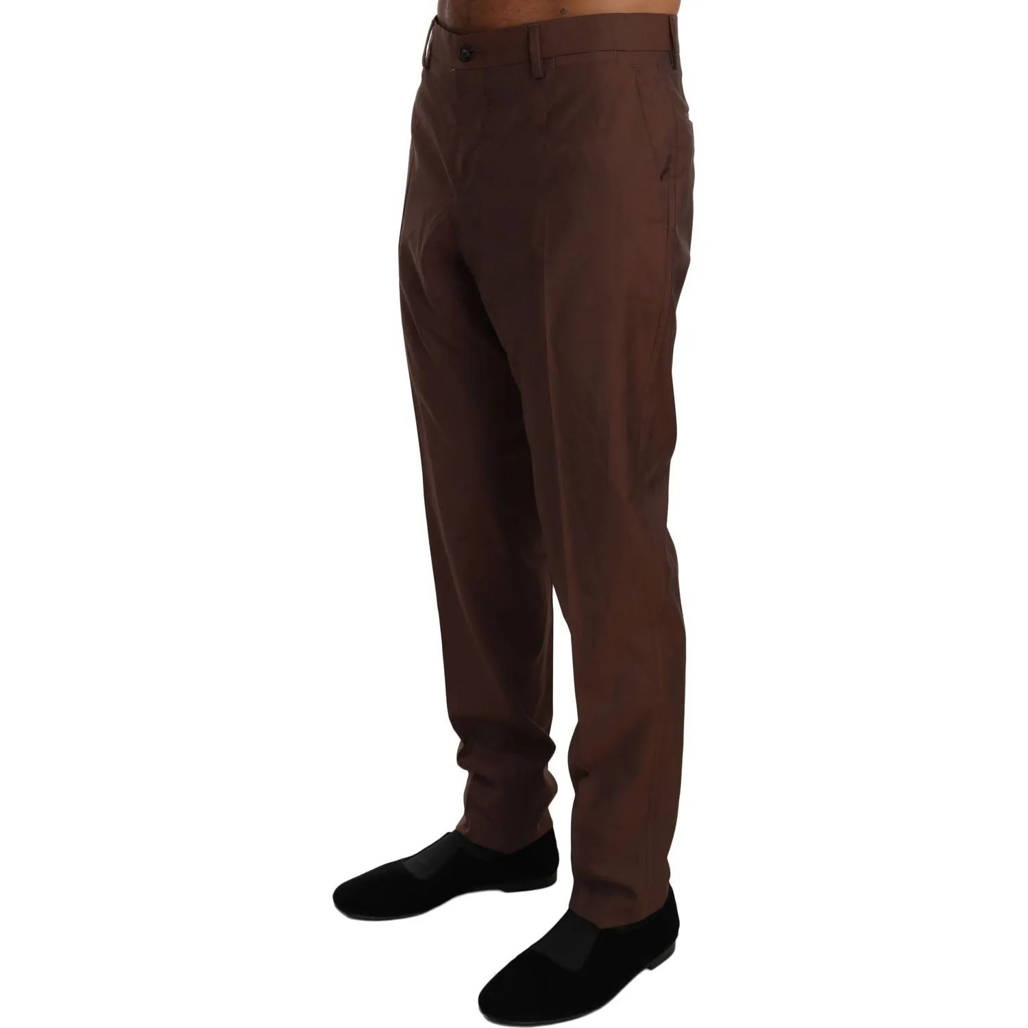 Dolce & Gabbana Elegant Brown Wool-Silk Formal Pants