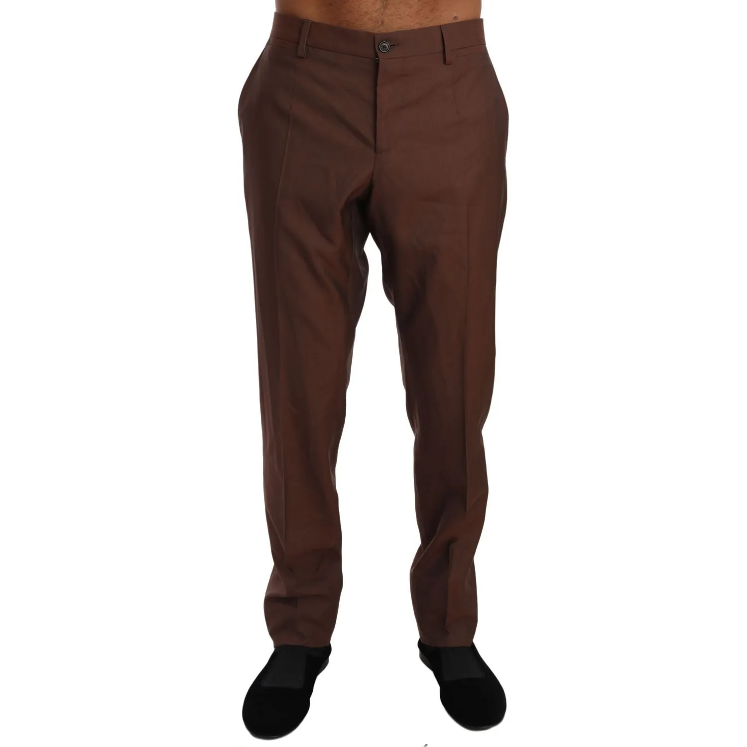 Dolce & Gabbana Elegant Brown Wool-Silk Formal Pants