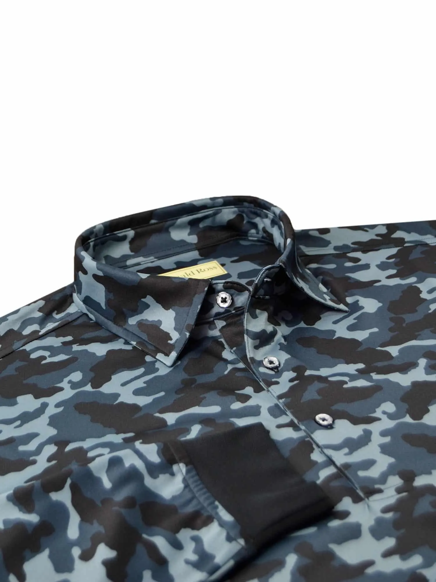 Donald Ross Mens Long Sleeve Tonal Camo Print Jersey - BLACK