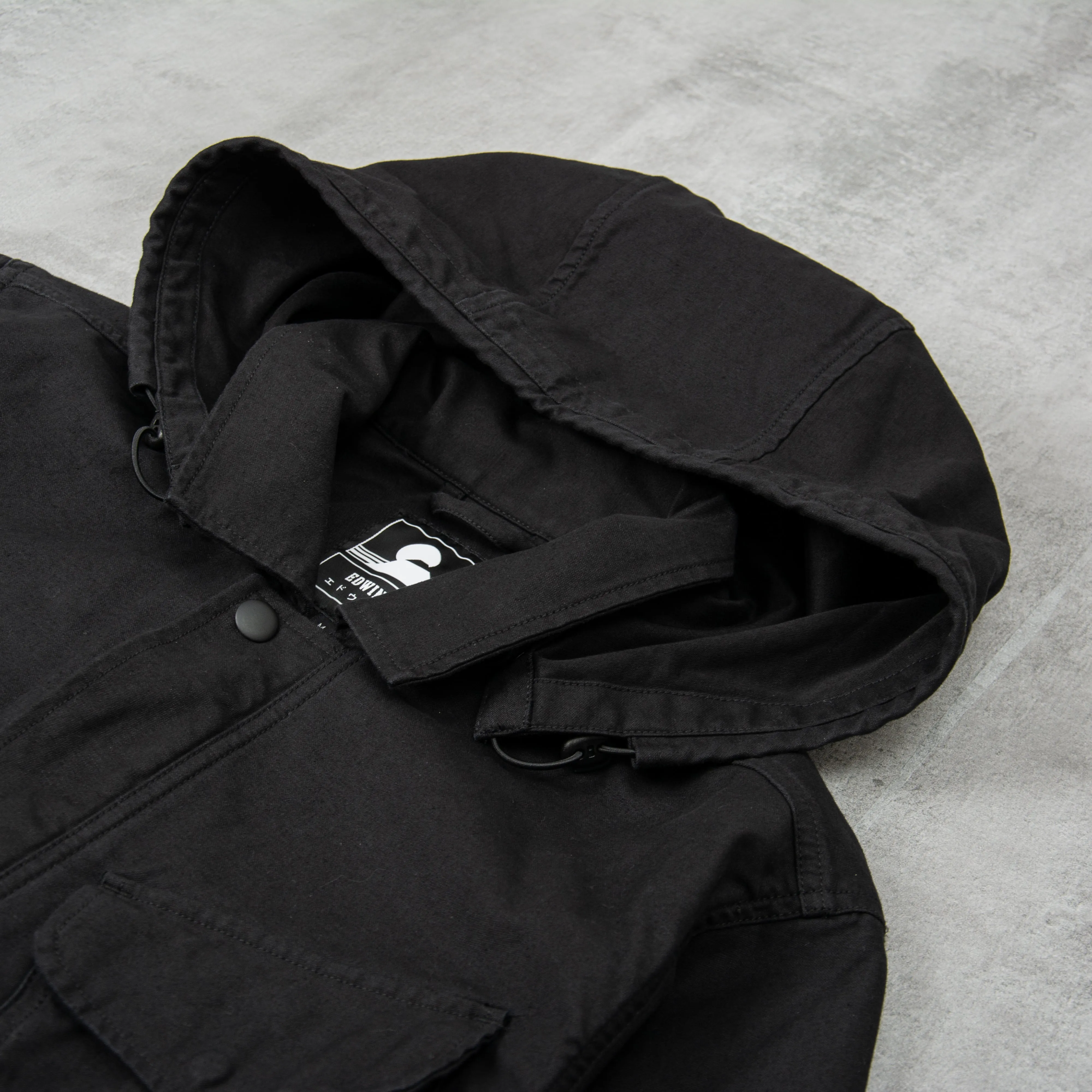 Edwin Strategy II Hooded Jacket - Black Enzyme Wash