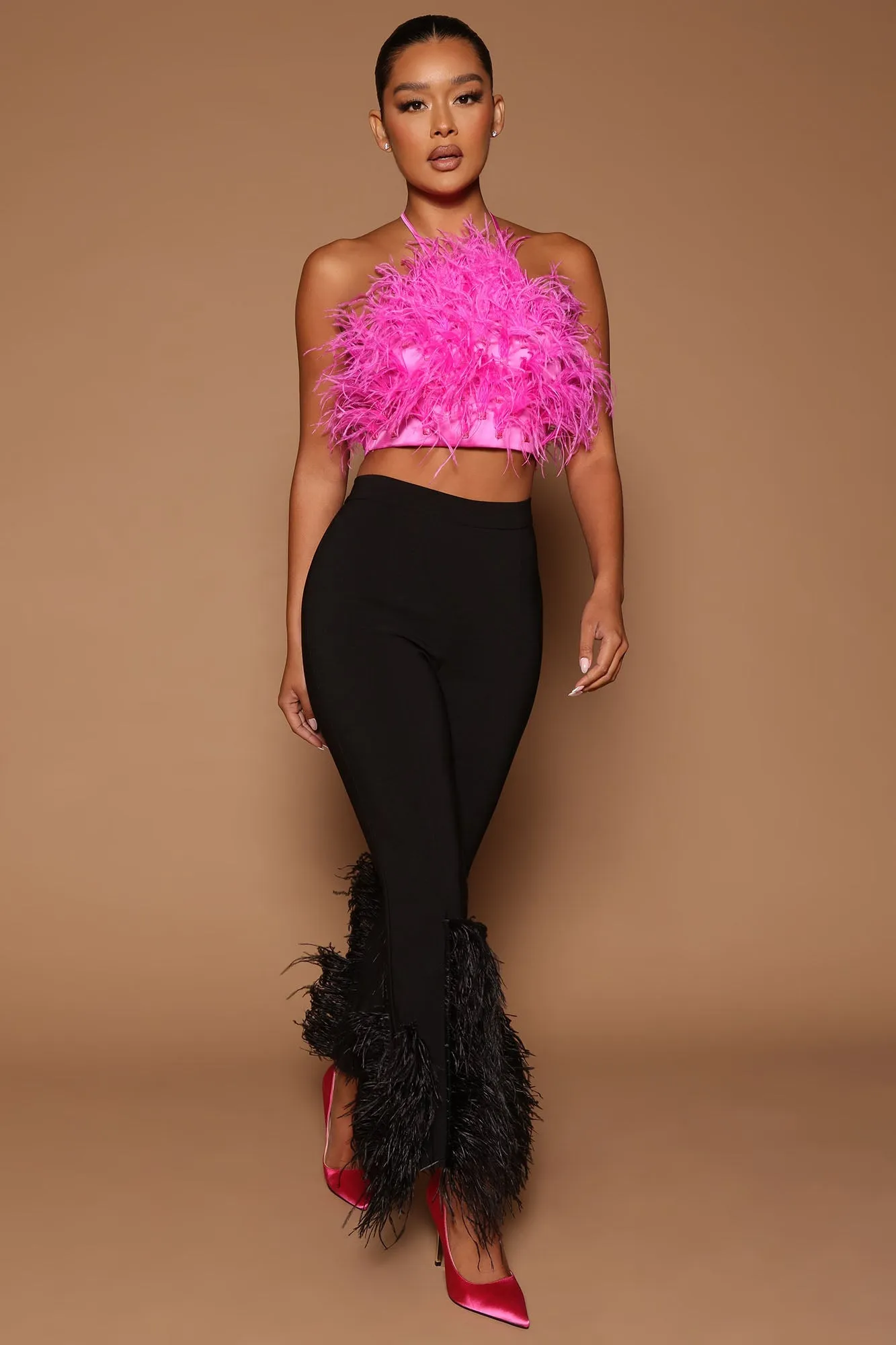 Eliza Feather Tank Top - Hot Pink