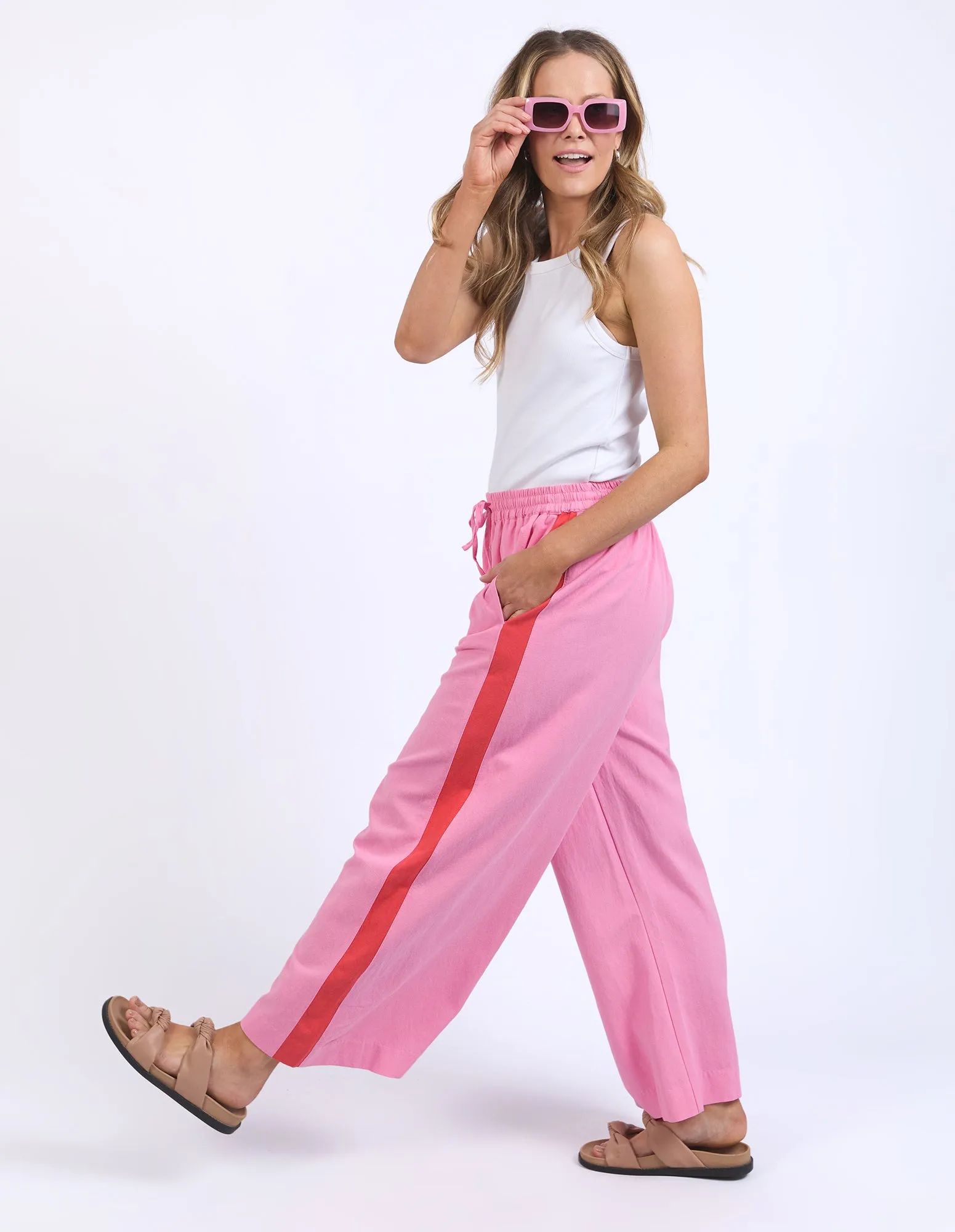 Elm Frances Stripe Pant - Strawberry Pink/Bittersweet red Stripe