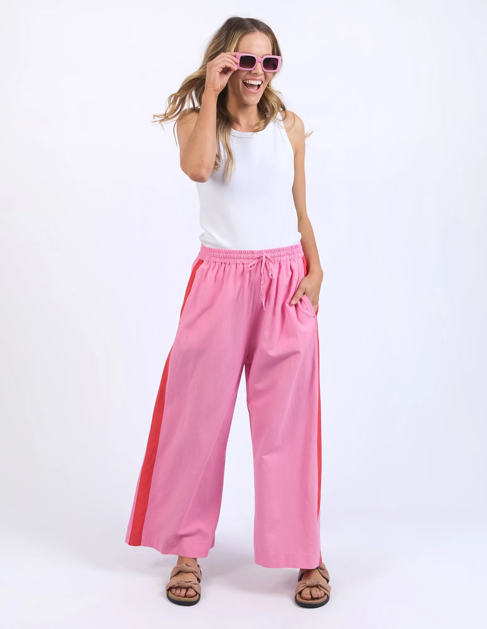 Elm Frances Stripe Pant - Strawberry Pink/Bittersweet red Stripe