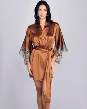 Elsa Chestnut Silk Kimono Robe