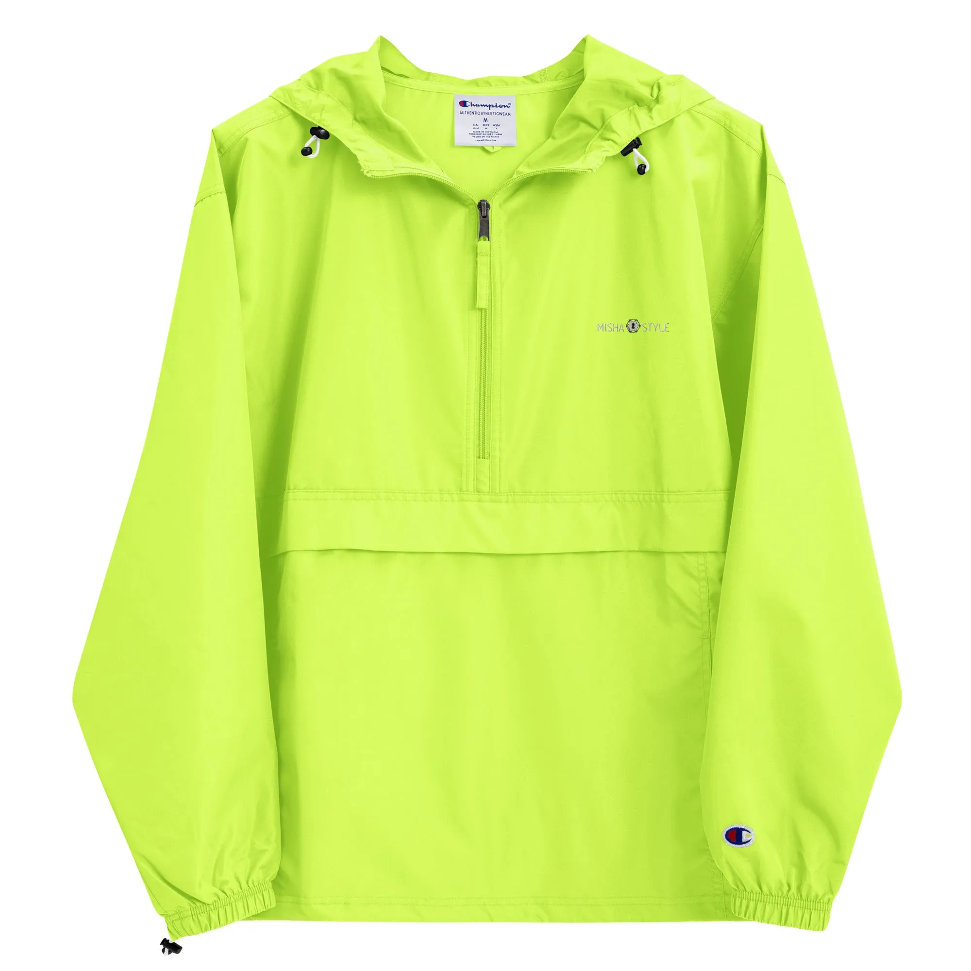 Embroidered Champion Packable Women Jacket - Neon