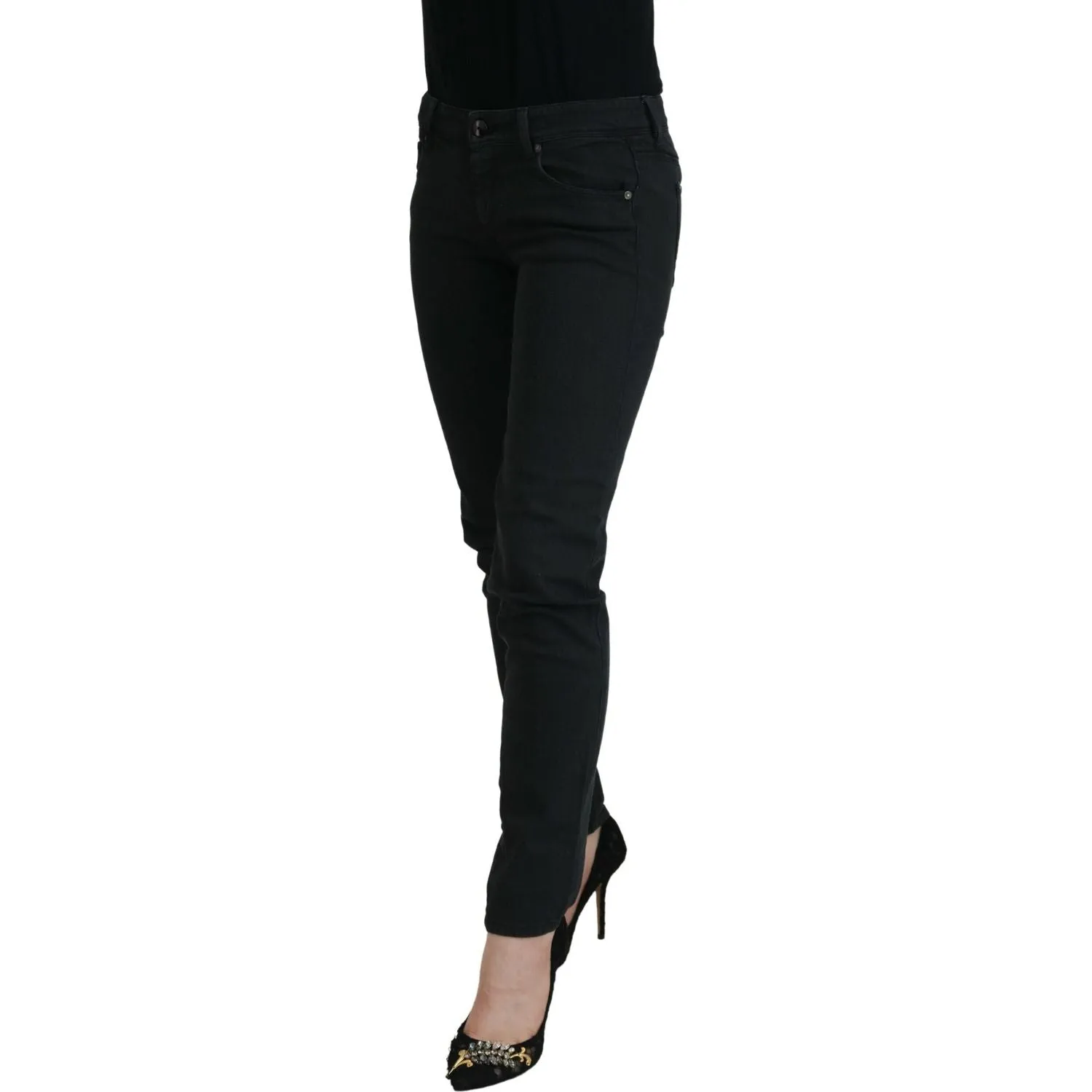 Ermanno Scervino Chic Low Waist Black Skinny Jeans