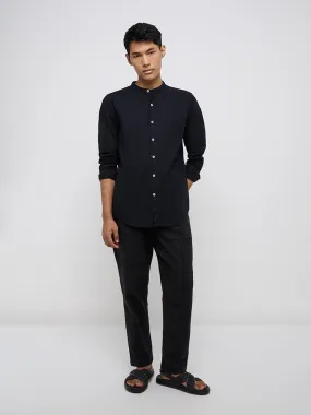 ETA Black Embroidered Relaxed-Fit Mid-Rise Chinos