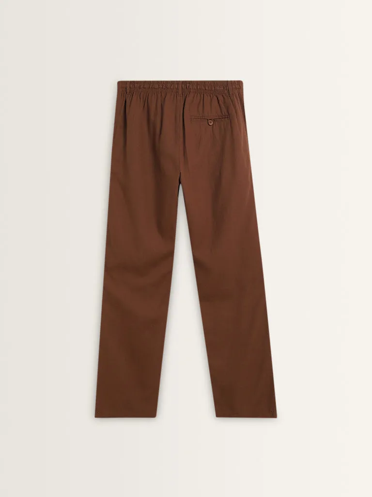 ETA Dark Brown Slim-Fit Mid-Rise Cotton Blend Chinos