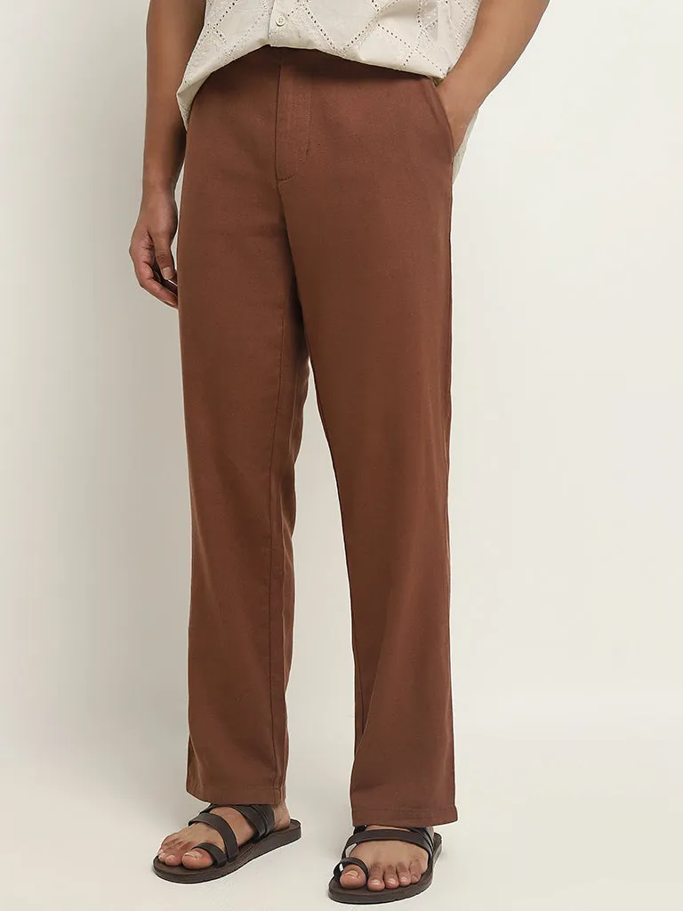 ETA Dark Brown Slim-Fit Mid-Rise Cotton Blend Chinos