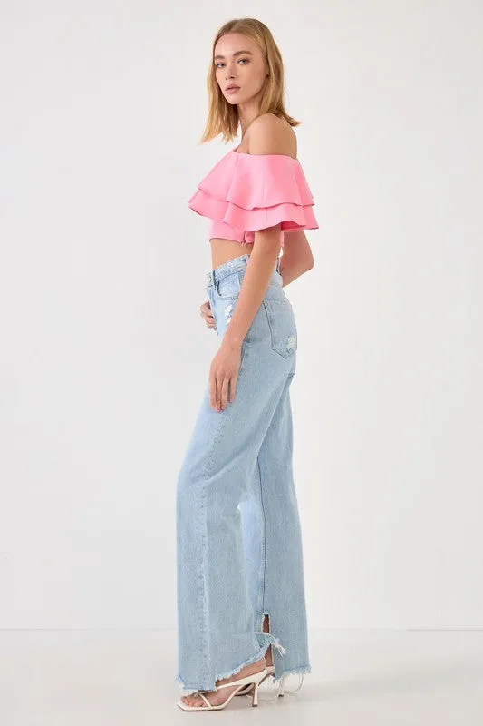 Evelyn One Shoulder Ruffle Top