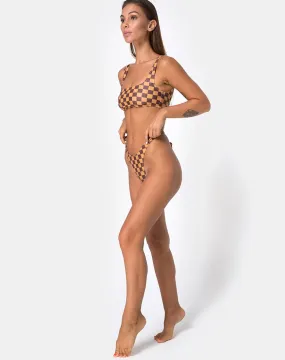 Farida Bikini Bottom in Mocha Checker