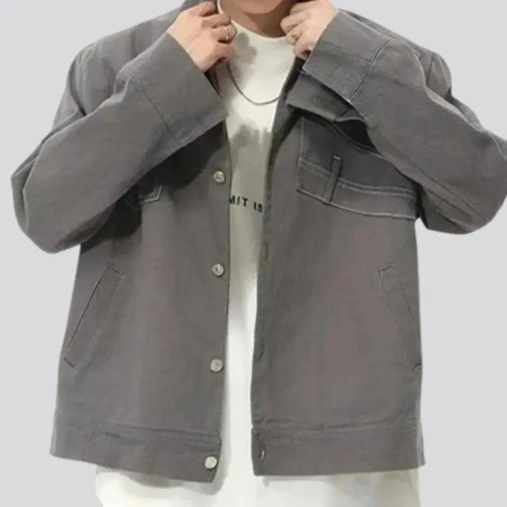 Fashionable oversized boho men's jean jacket