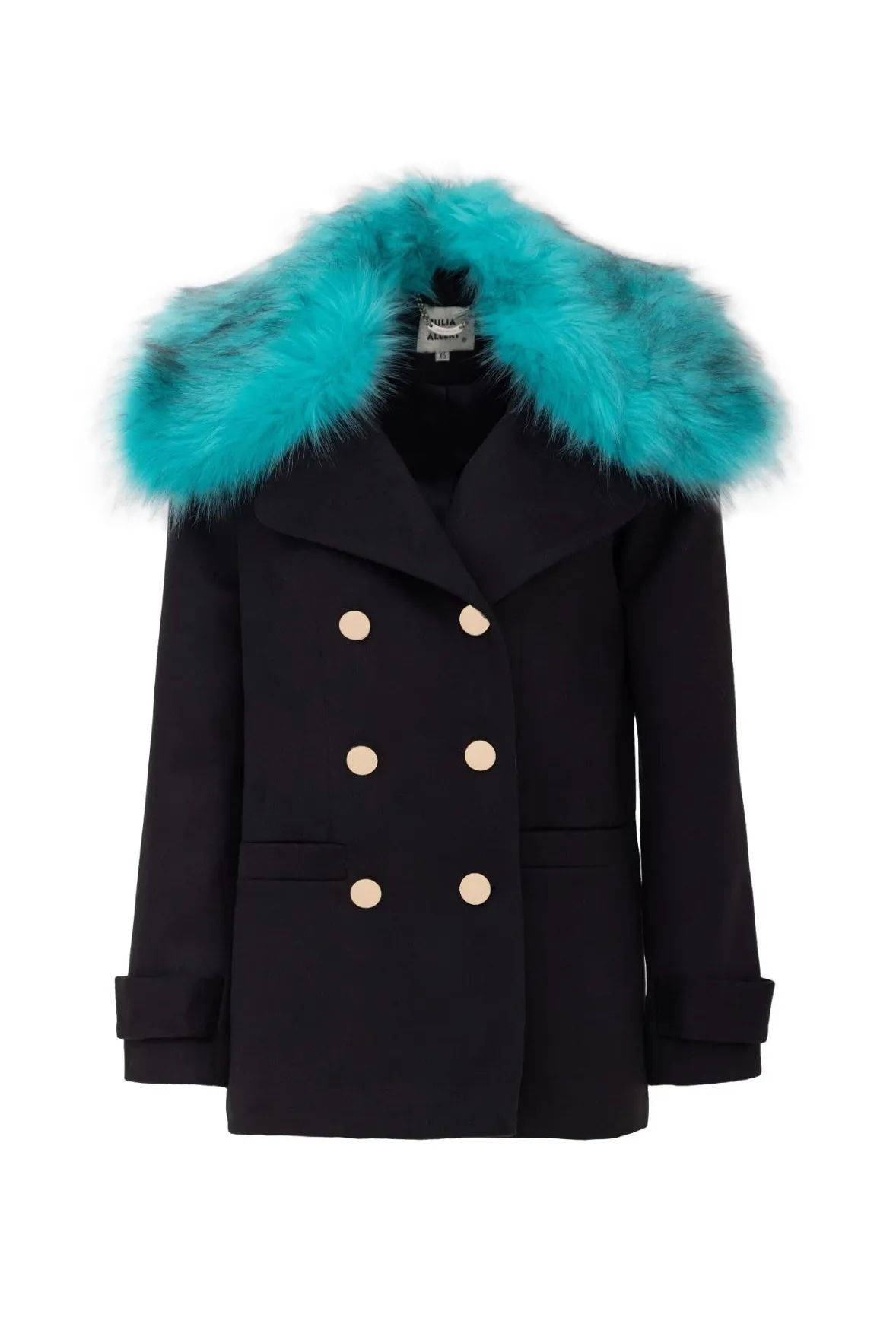 Fashionable Short Faux Fur Collar Coat