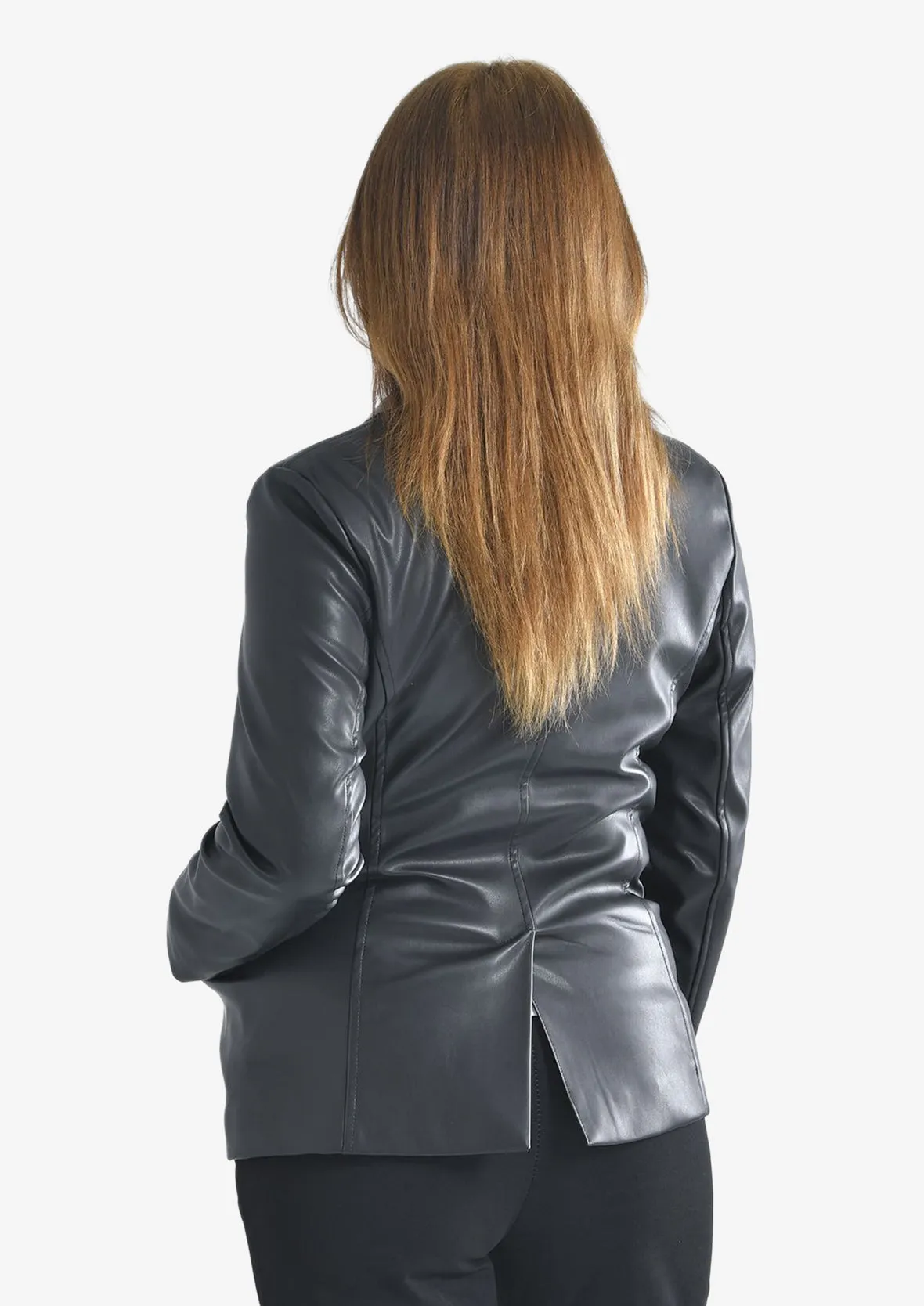 Faux Leather Blazer