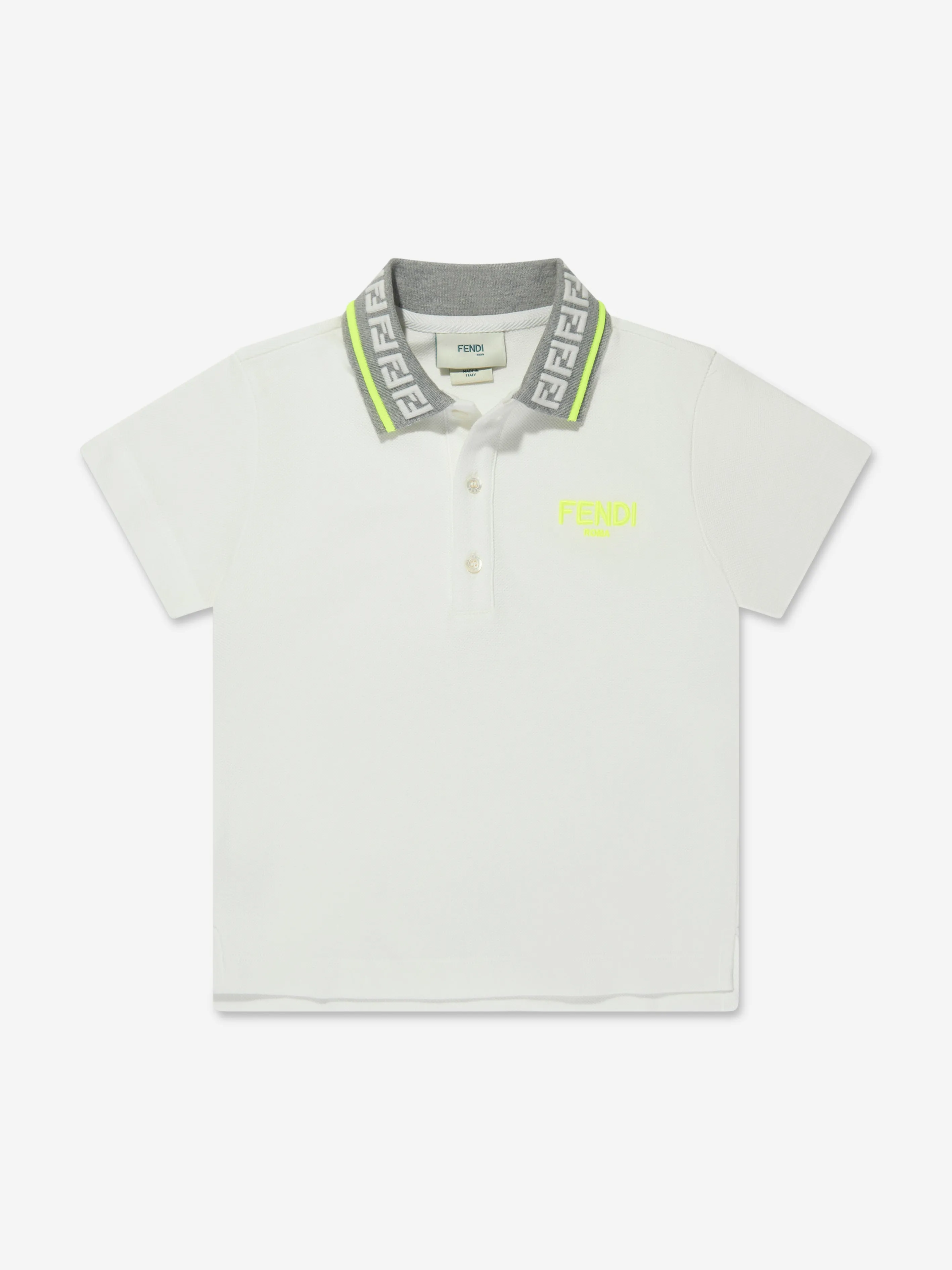 Fendi Boys Logo Polo Shirt in Ivory