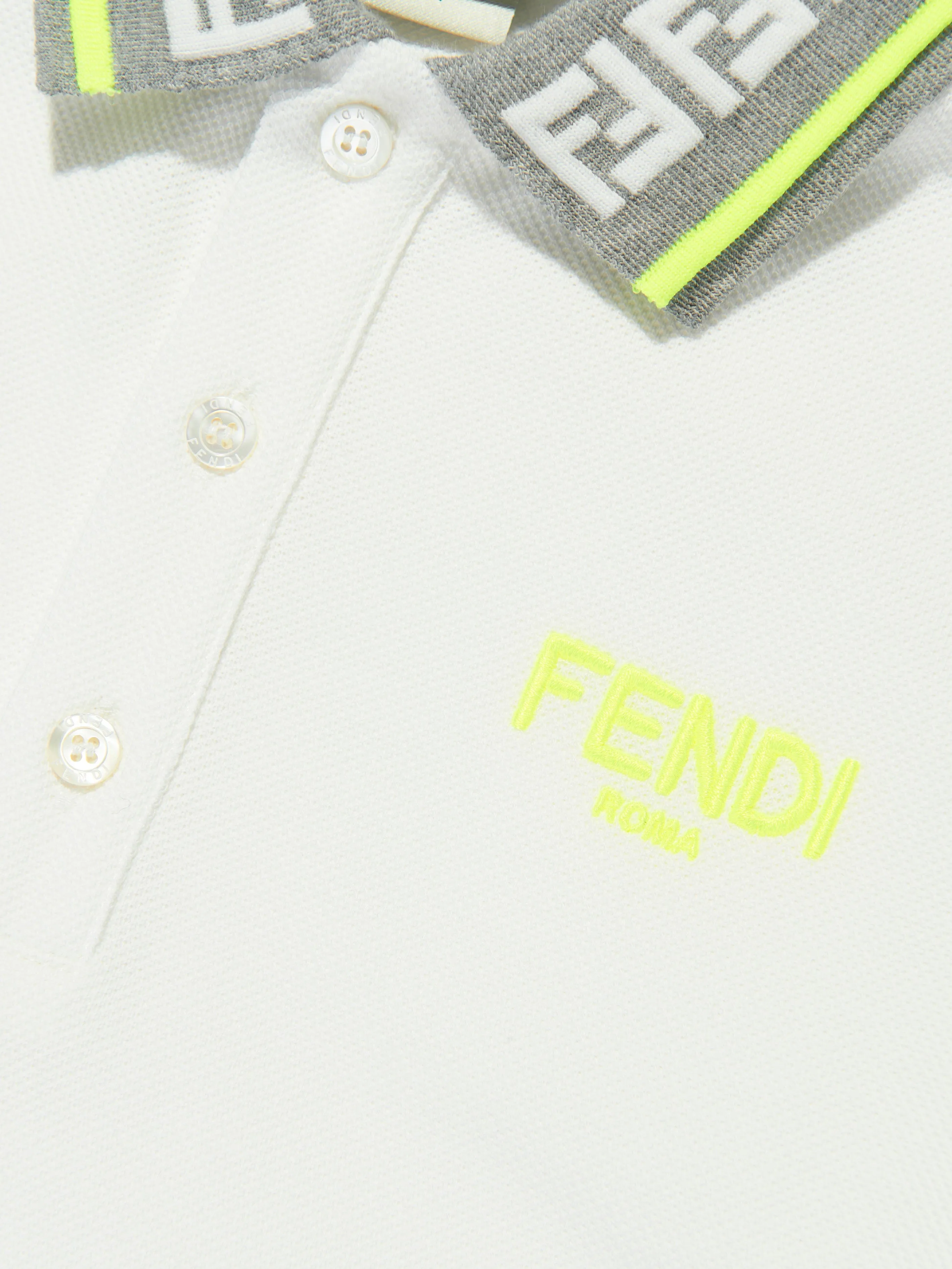 Fendi Boys Logo Polo Shirt in Ivory