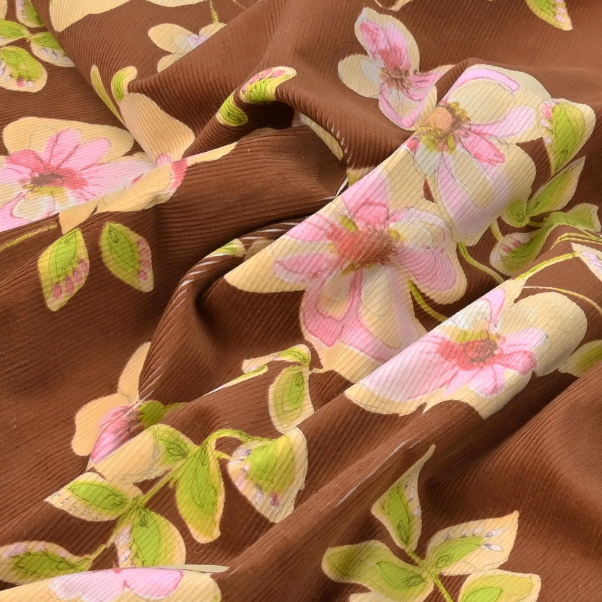 Floral Print Corduroy Fabric 97394