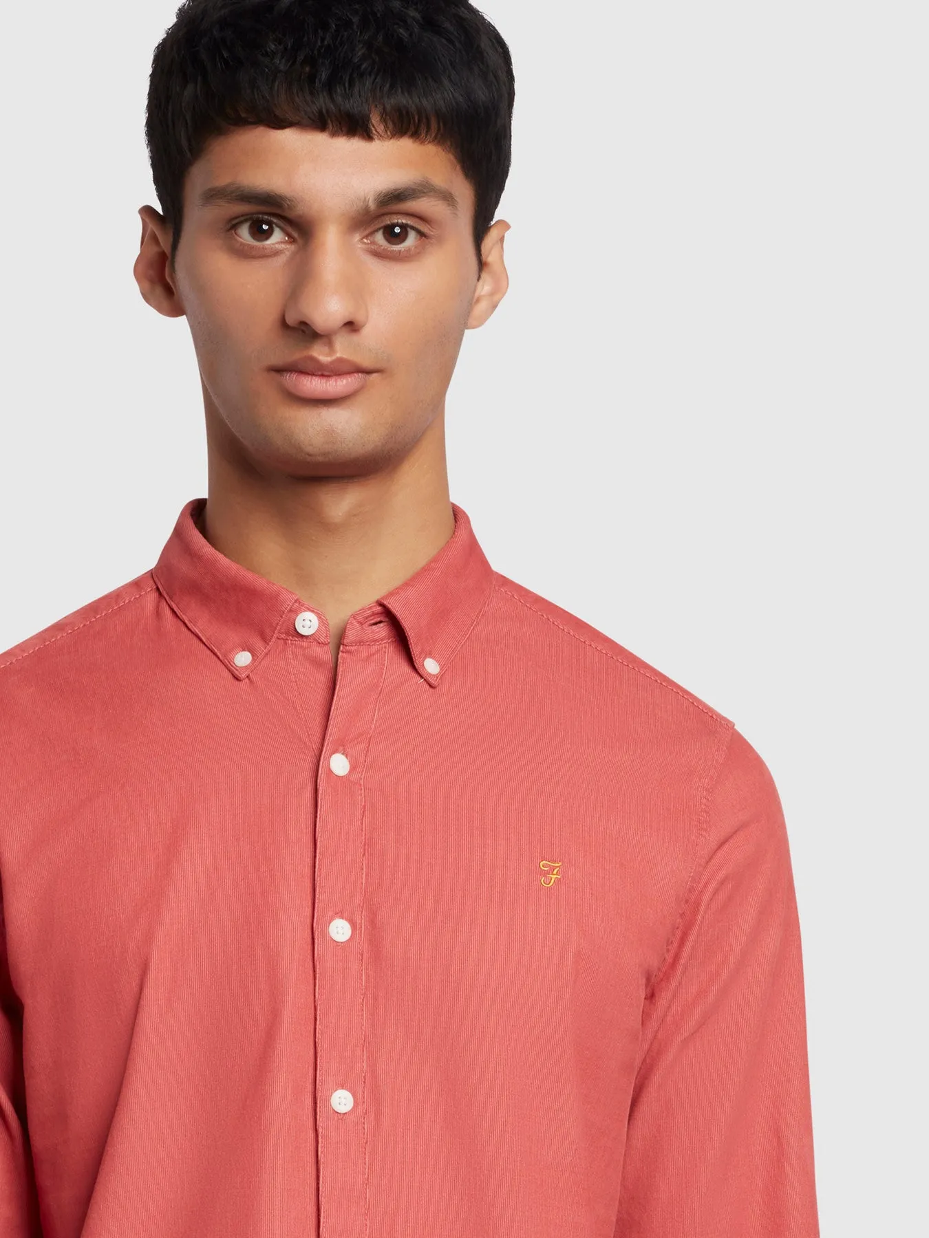 Fontella Slim Fit Corduroy Shirt In Dark Rose