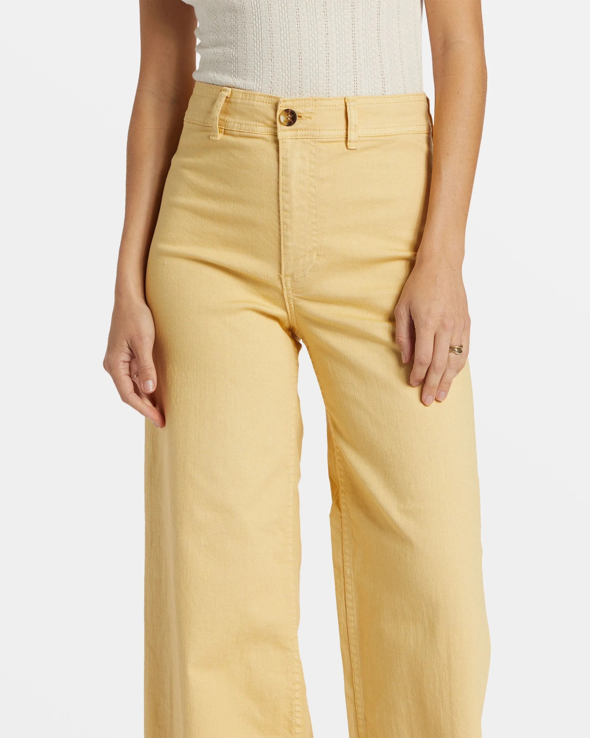 Free Fall High-Waist Pants - Pale Yellow