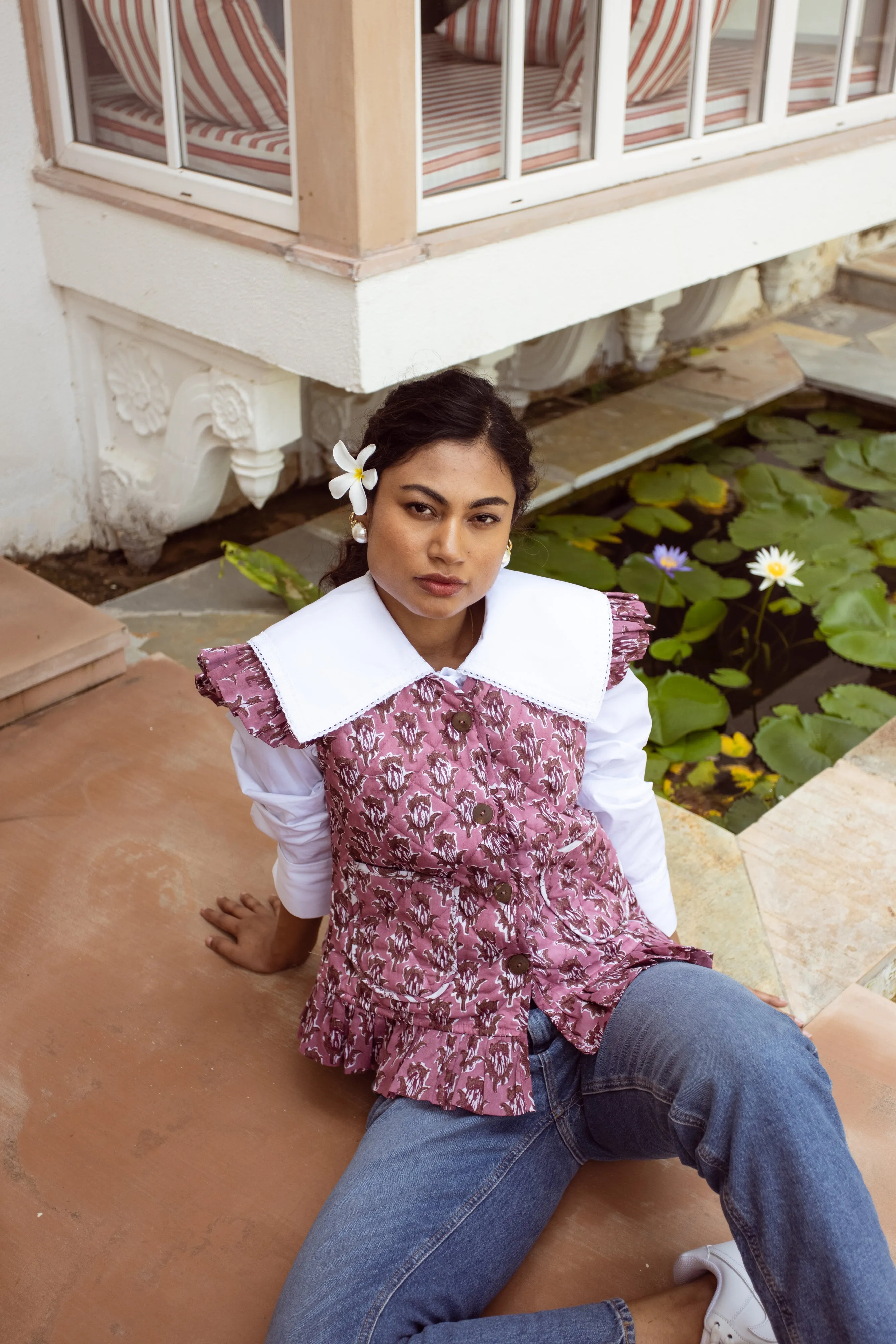 Frill Waistcoat - Dusky Pink